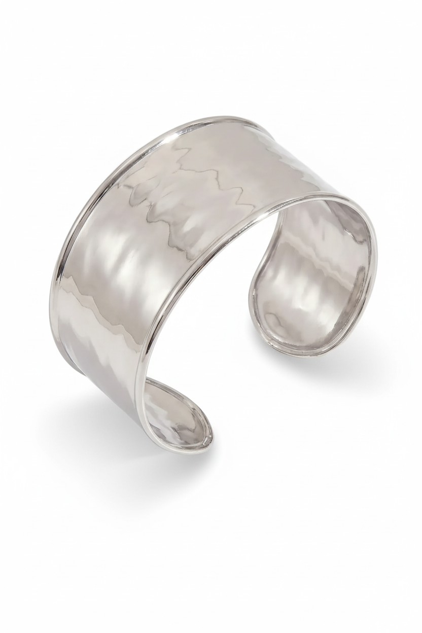 Liquid Metal Wide Cuff Bracelet, Silver