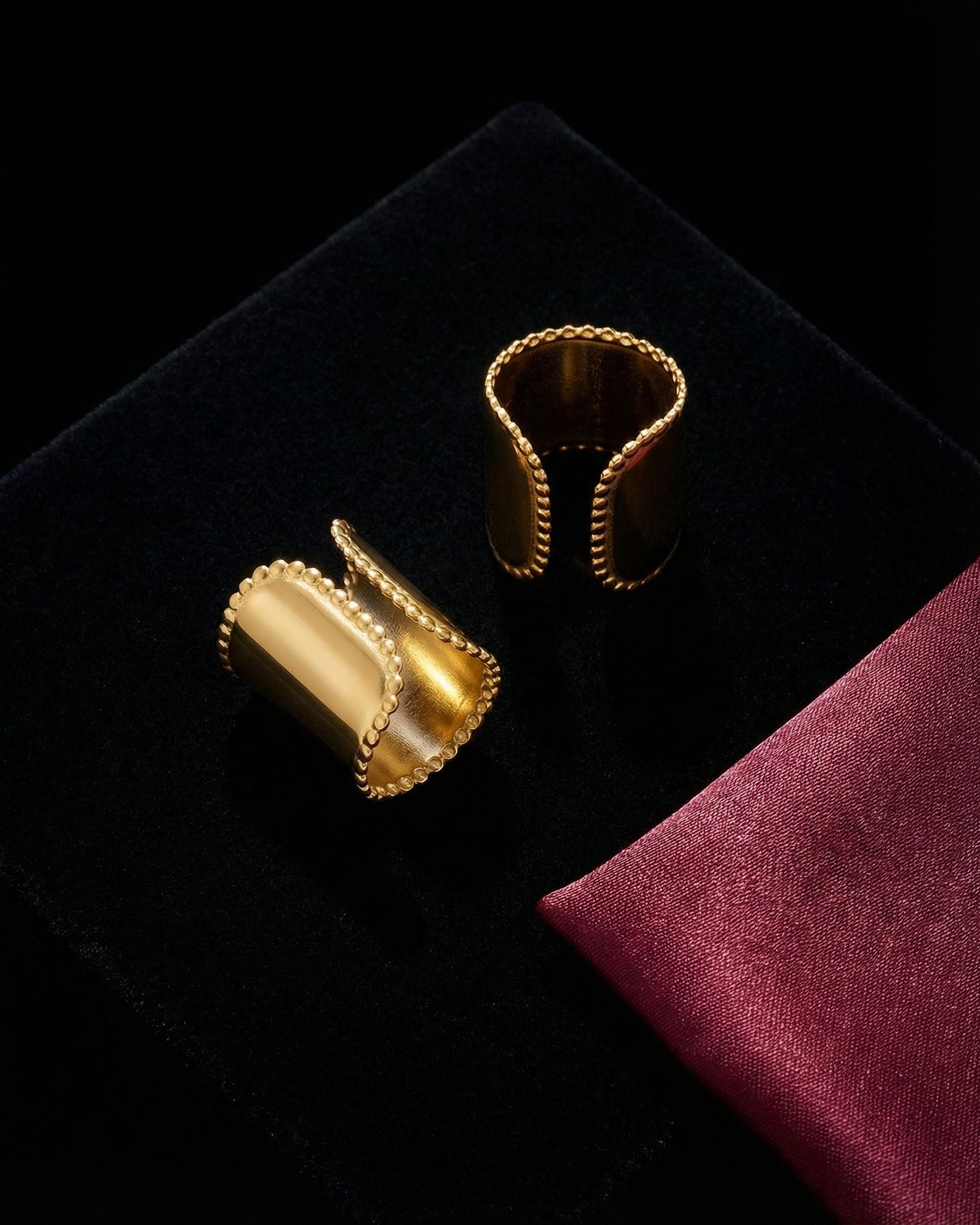 Beaded Edge Wide Ear Cuff, Gold Jewelry