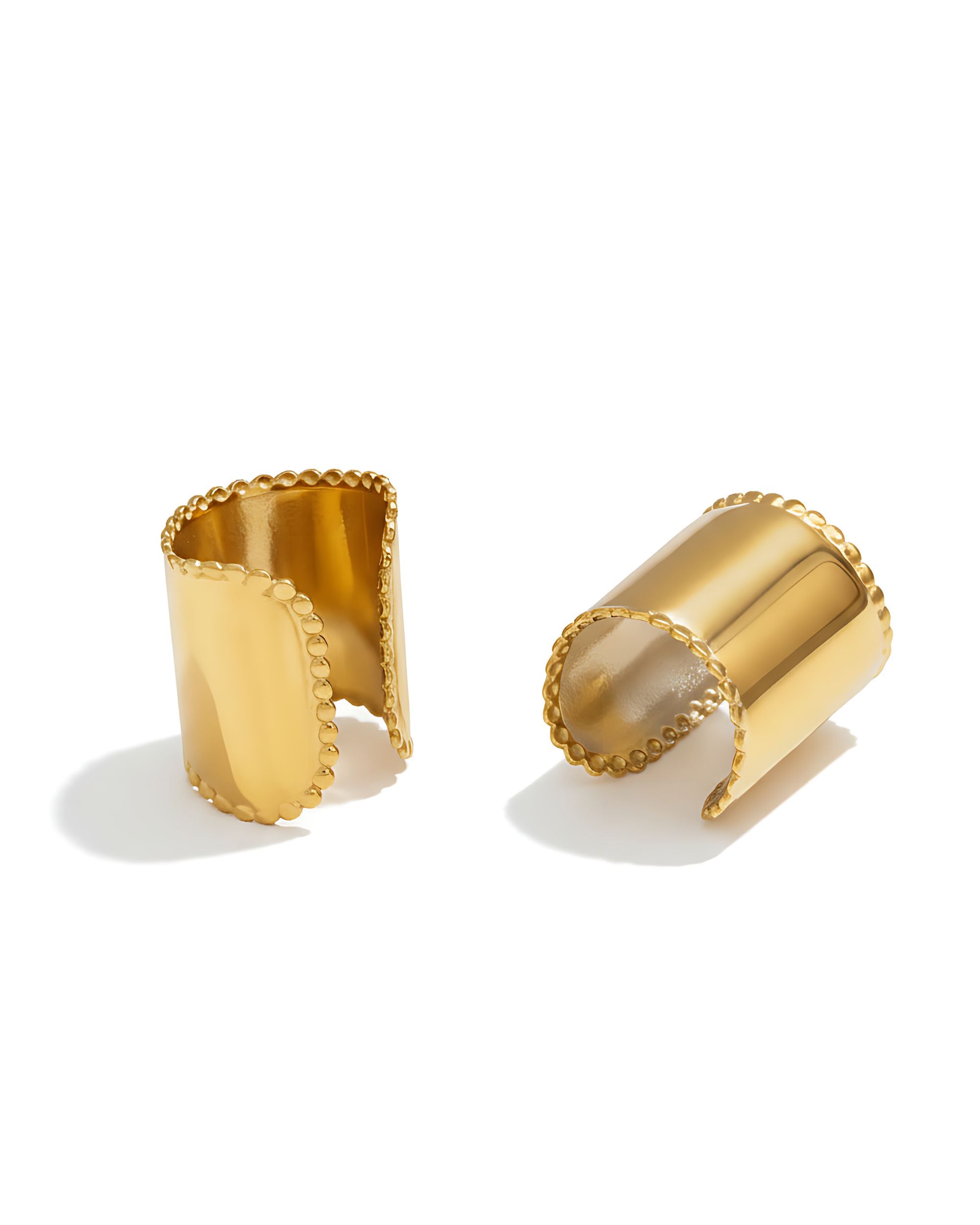 Beaded Edge Wide Ear Cuff, Gold