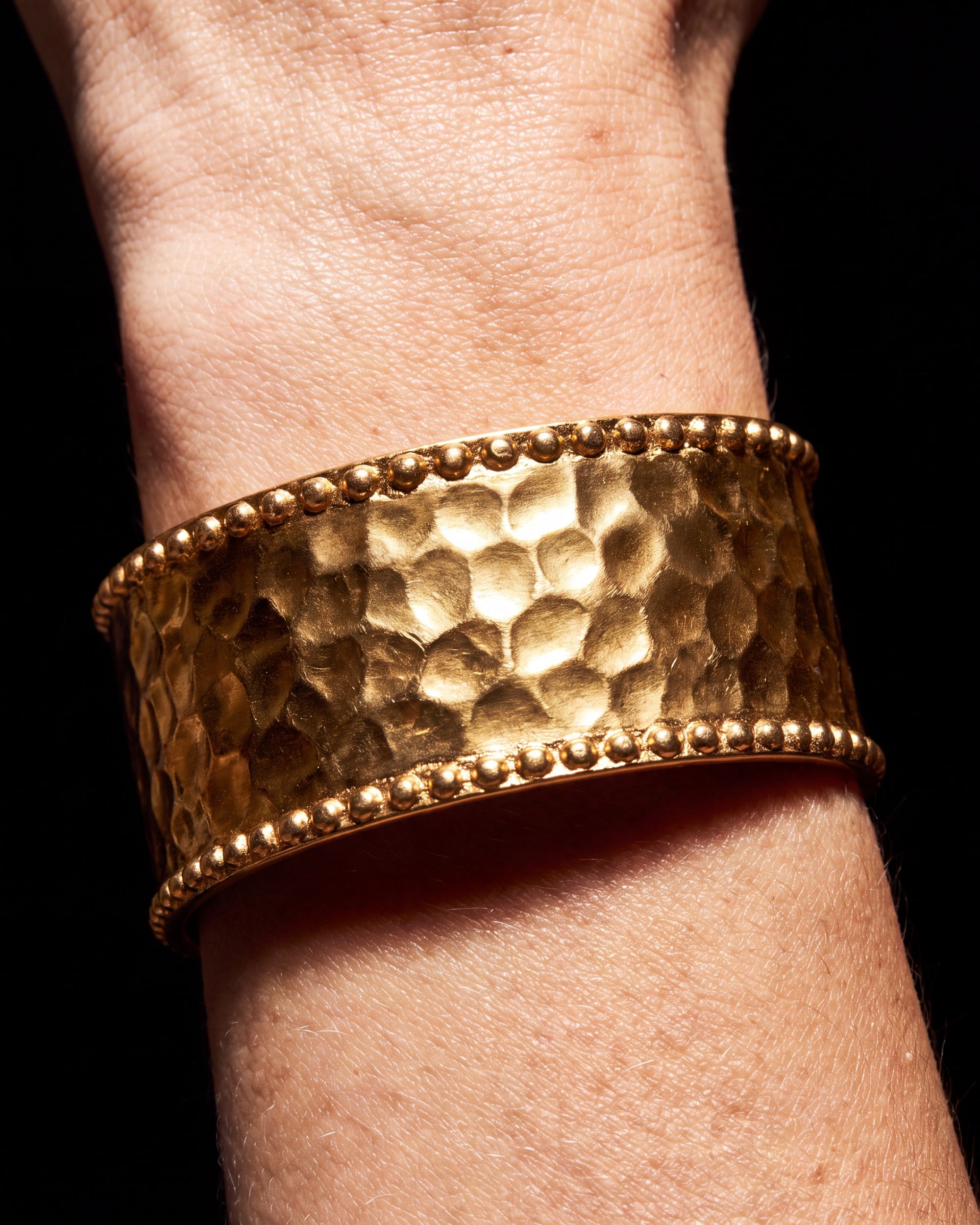 Beaded Rim Cuff Bracelet - Gold