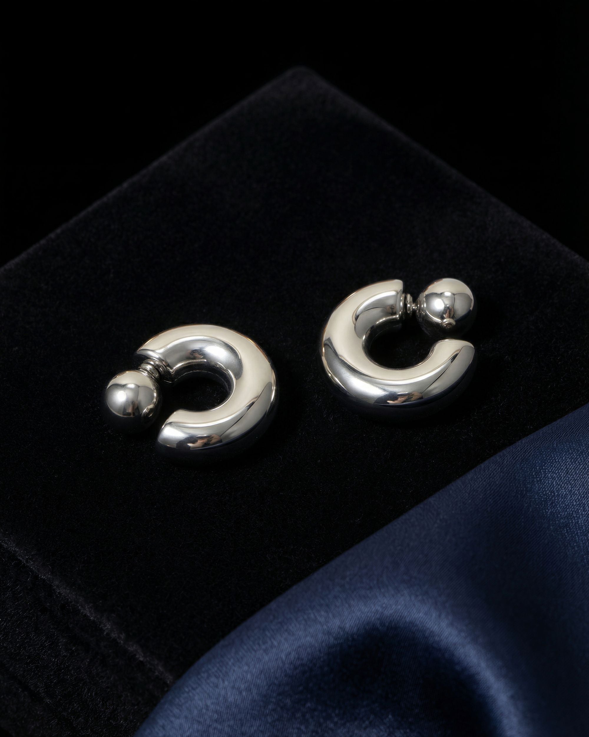 Chunky Ball Hoop Earrings, Silver Jewelry