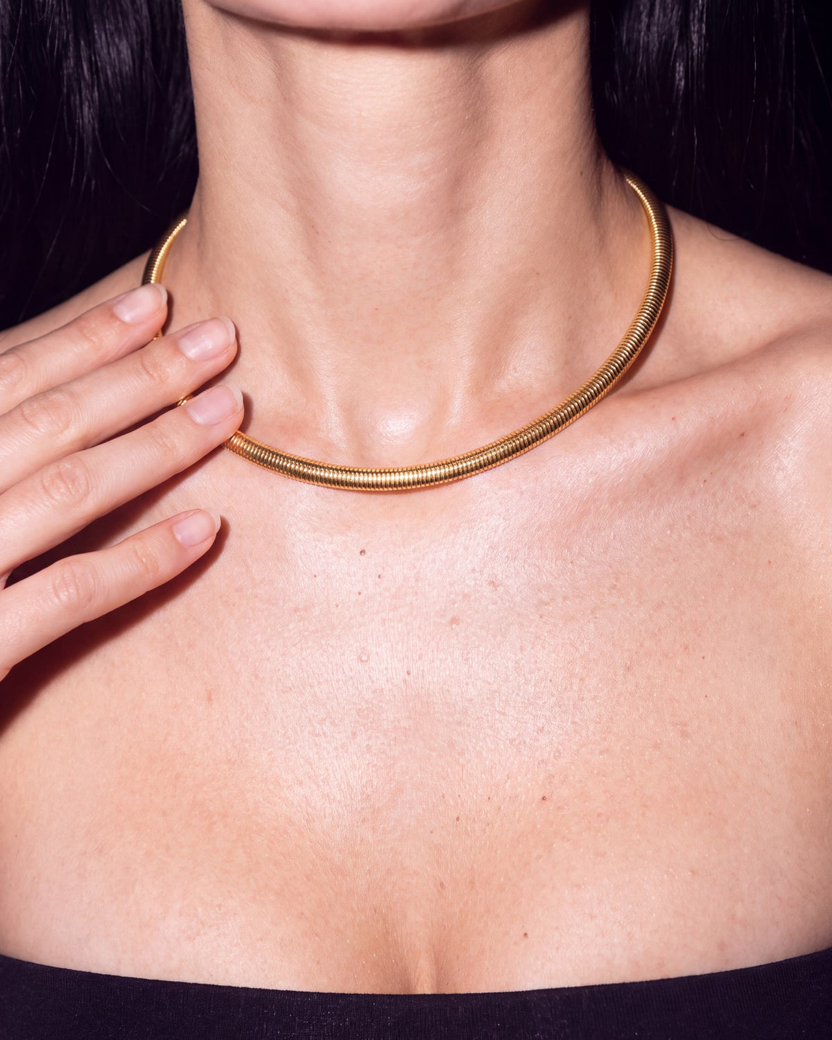 Ribbed Coil Collar Necklace - Gold