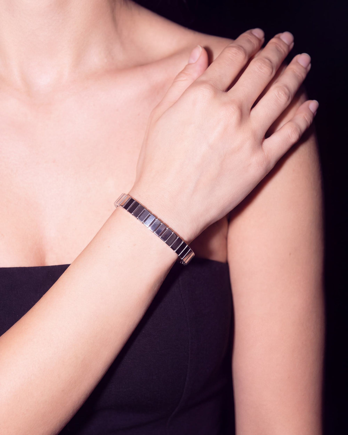 Segmented Stretch Bracelet - Silver