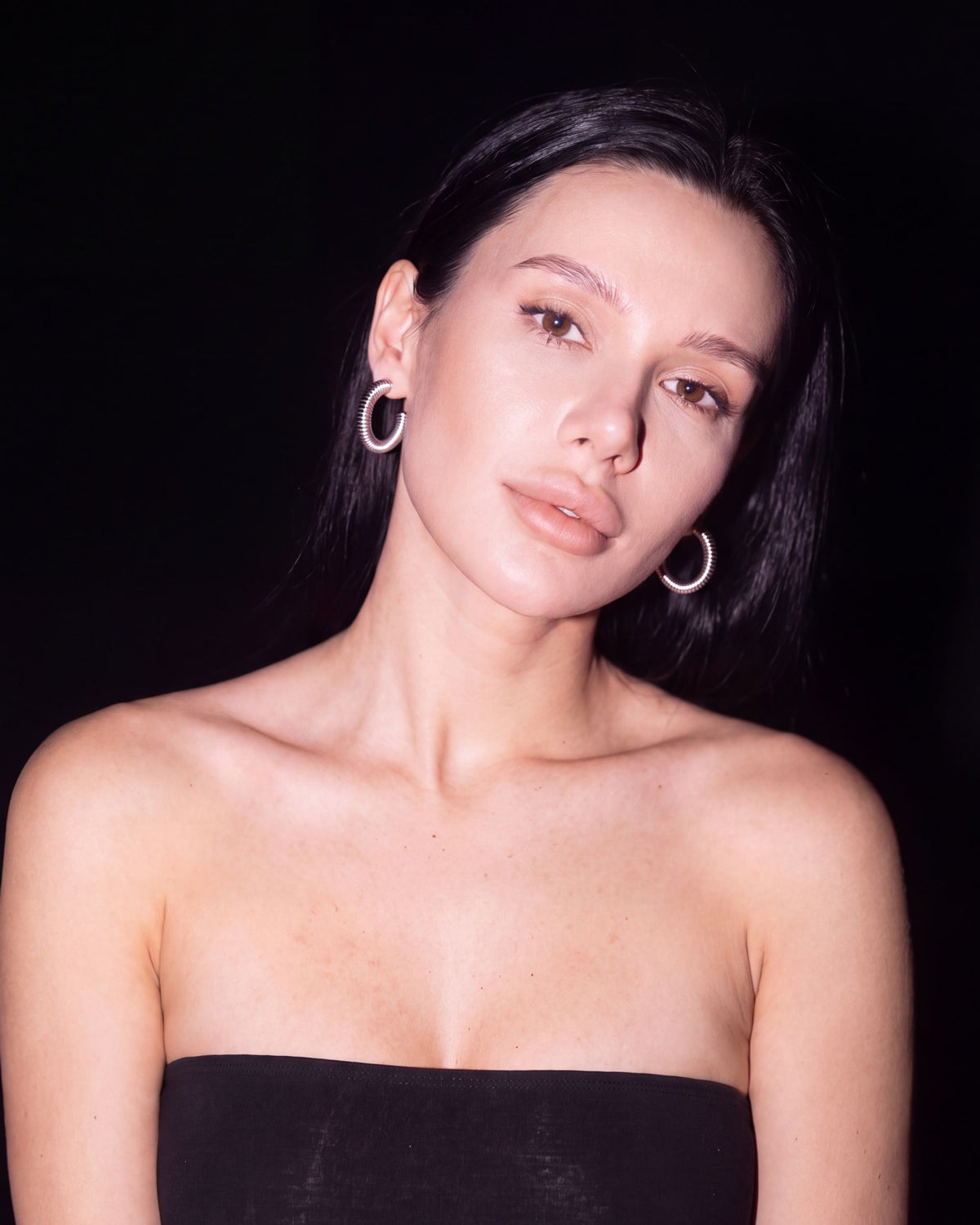 Ribbed Coil Hoop Earrings - Silver