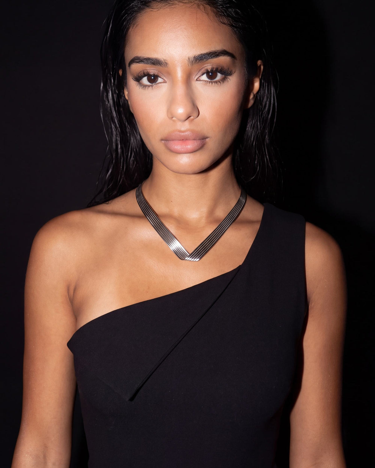 Multi-Wire V Collar Necklace, Architectural Jewelry