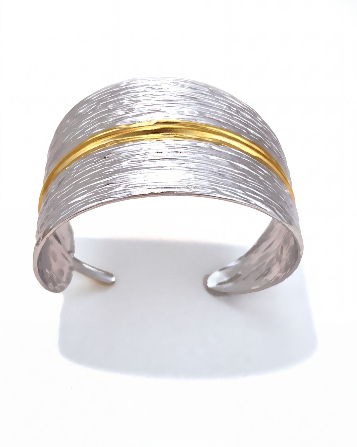 Brushed Two-Tone Wide Cuff Bracelet