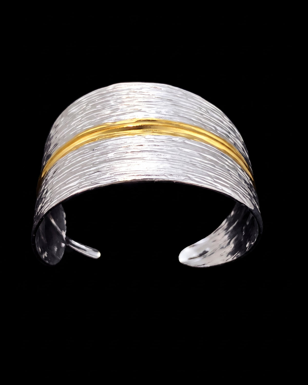 Brushed Two-Tone Wide Cuff Bracelet