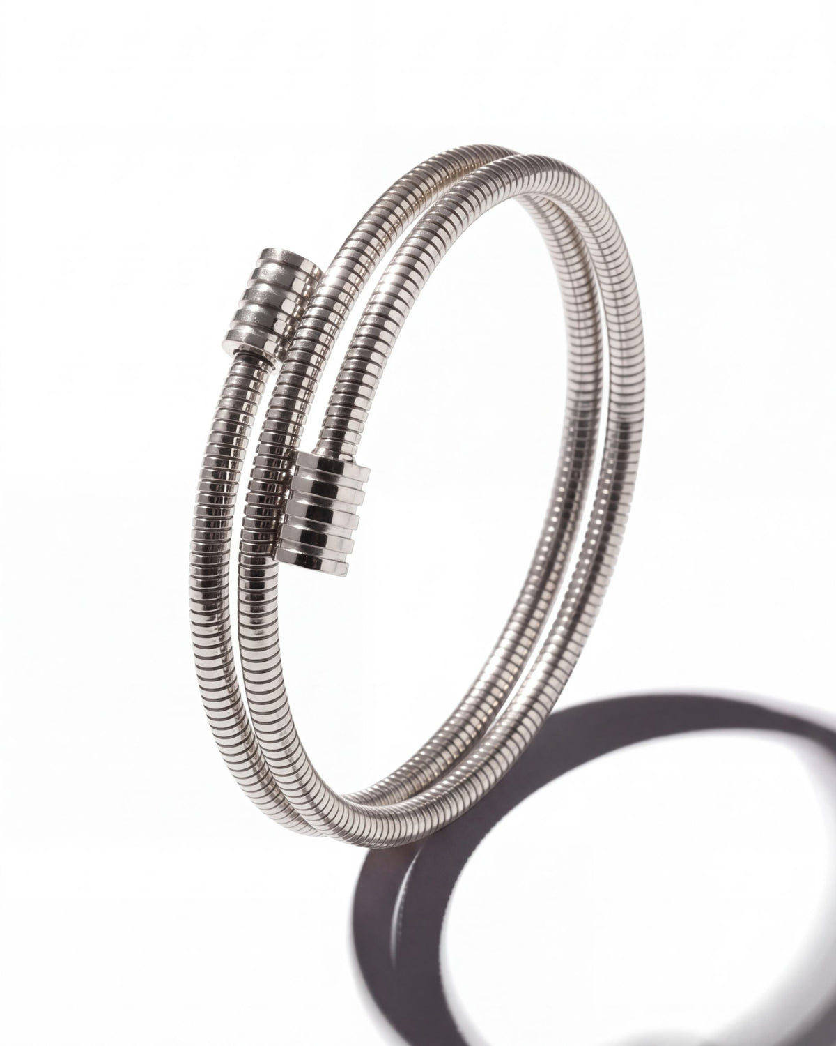 Ribbed Coil Wrap Bracelet, Silver