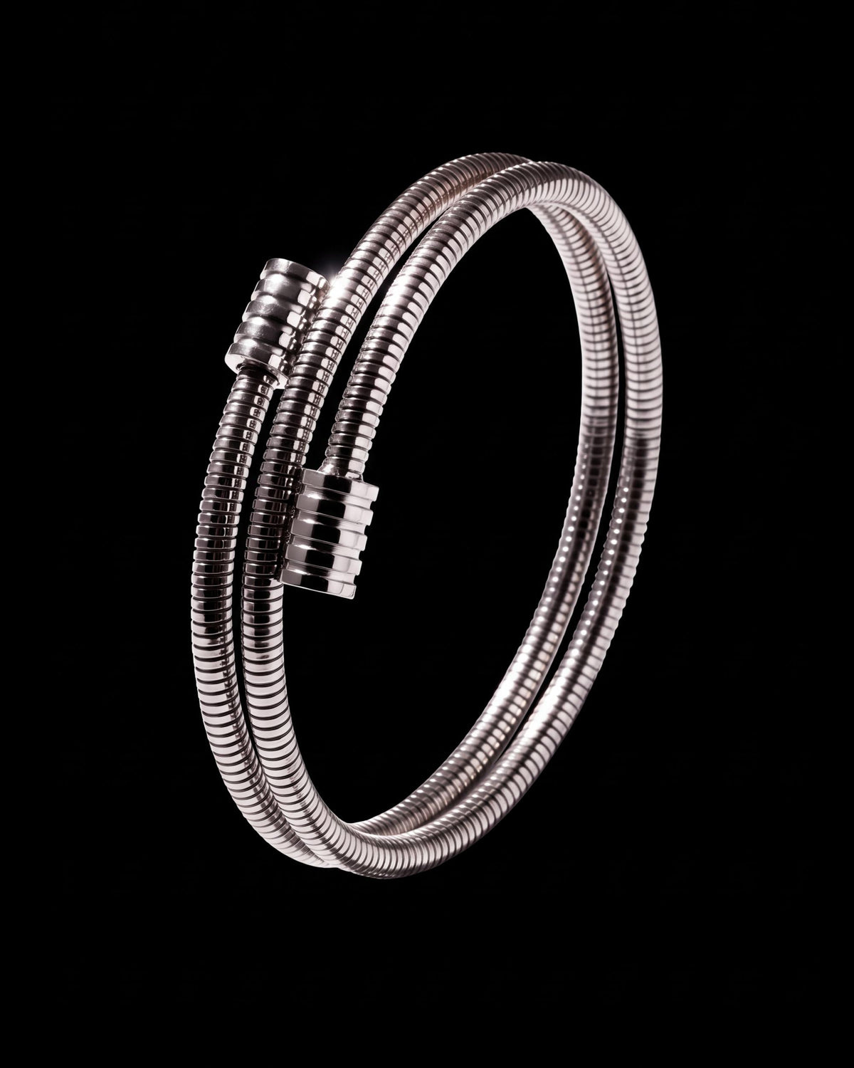 Ribbed Coil Wrap Bracelet, Silver Jewelry