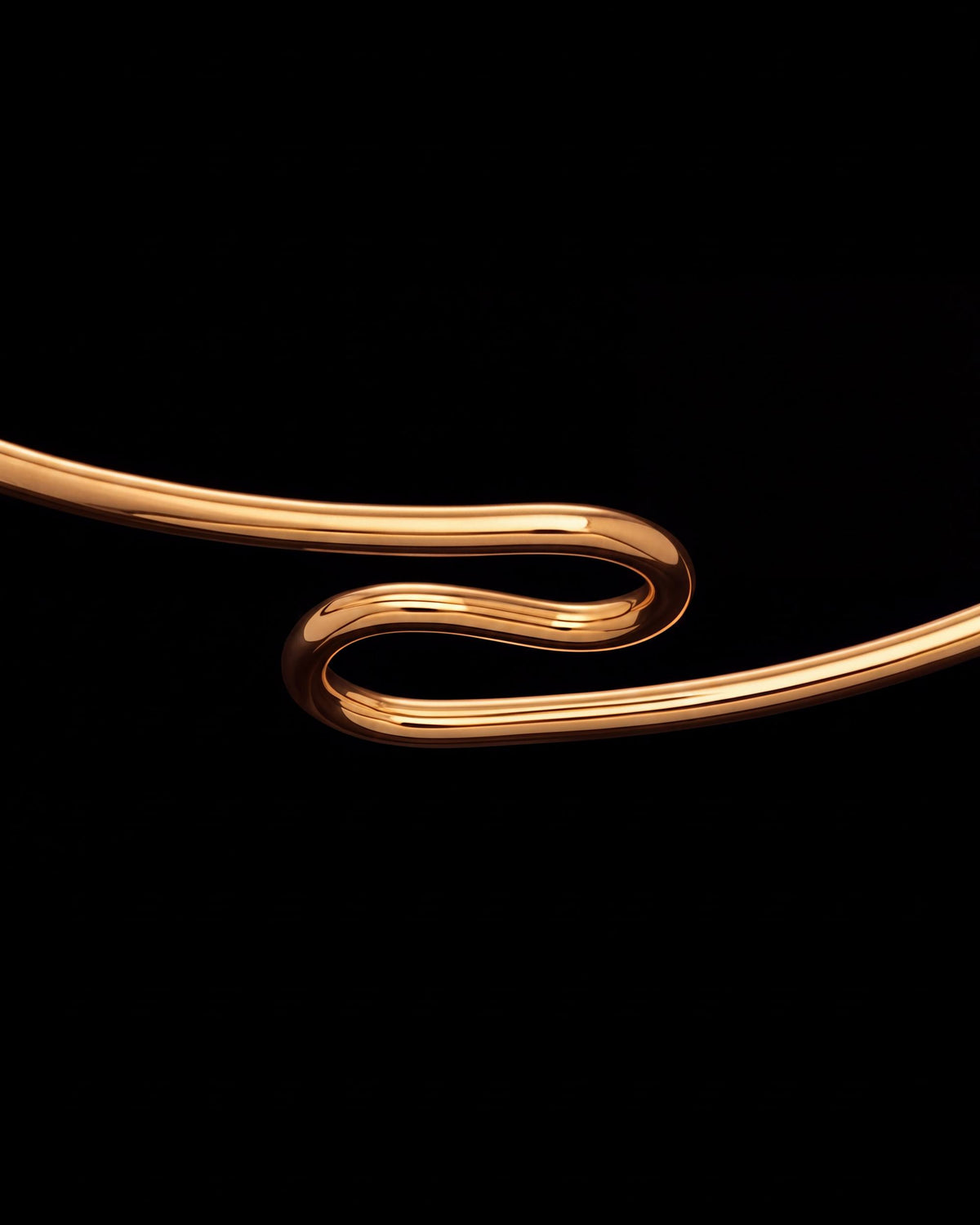 Wave Wire Choker Necklace - Gold