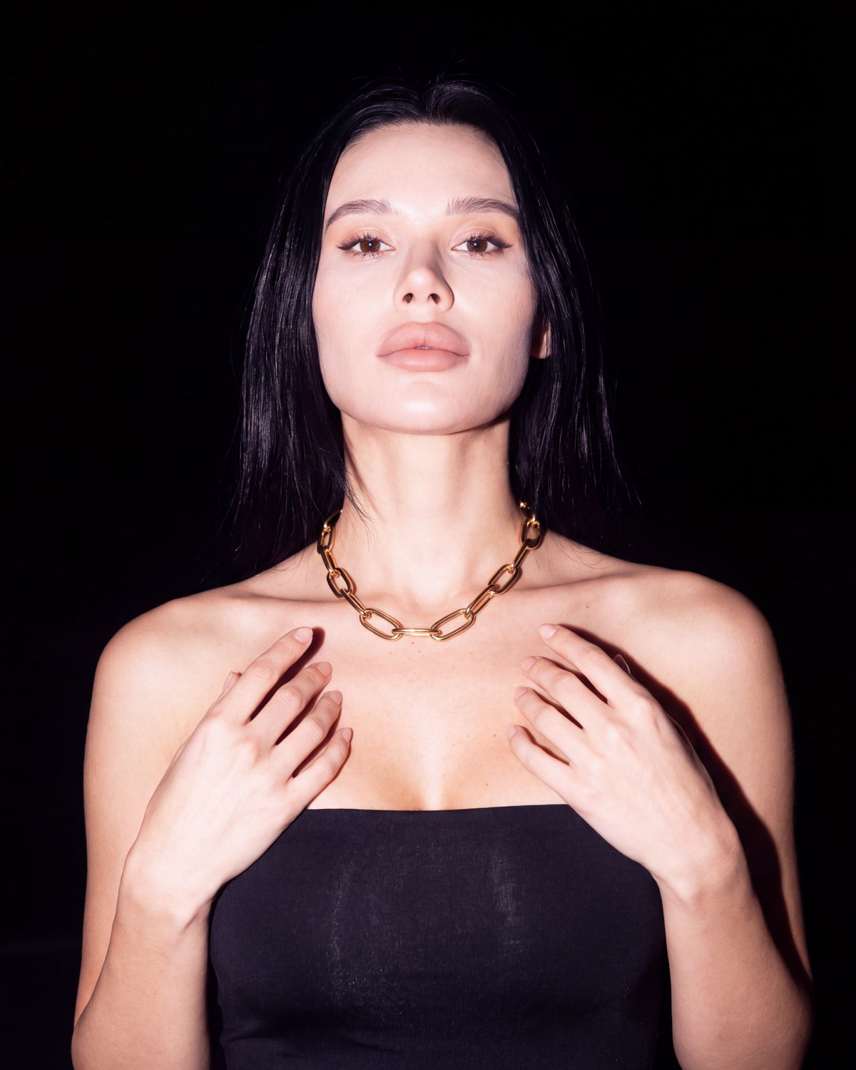 Heavy Oval Link Chain Necklace - Gold