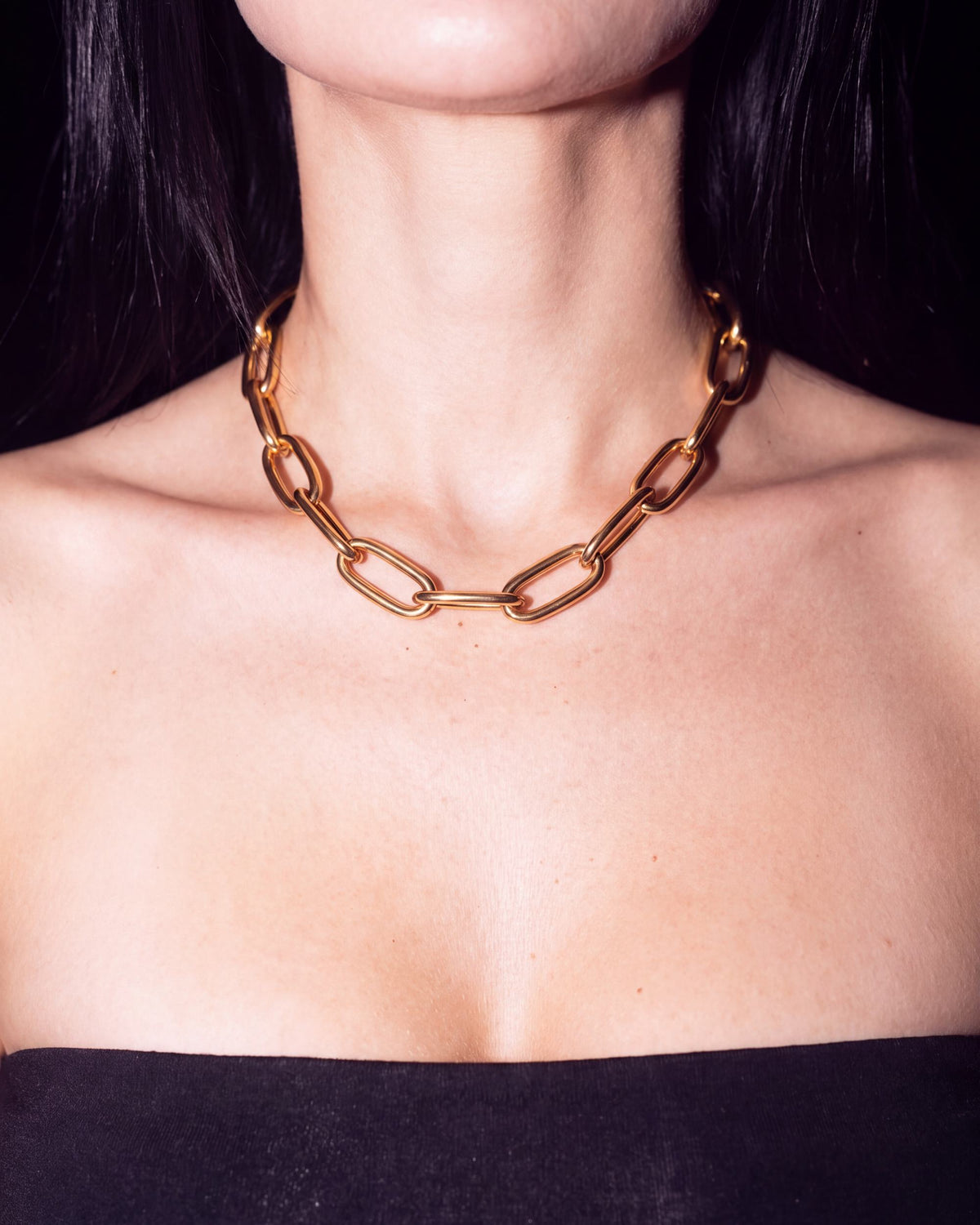 Heavy Oval Link Chain Necklace - Gold