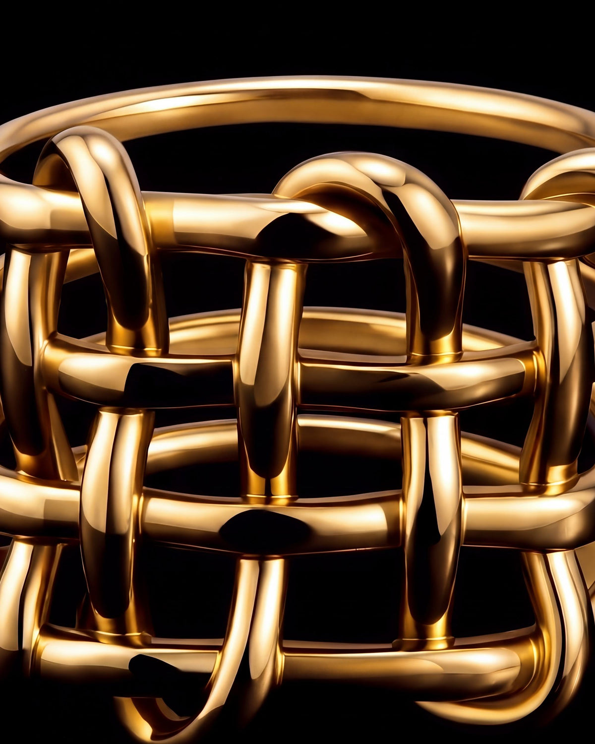 Woven Mesh Statement Ring - Gold