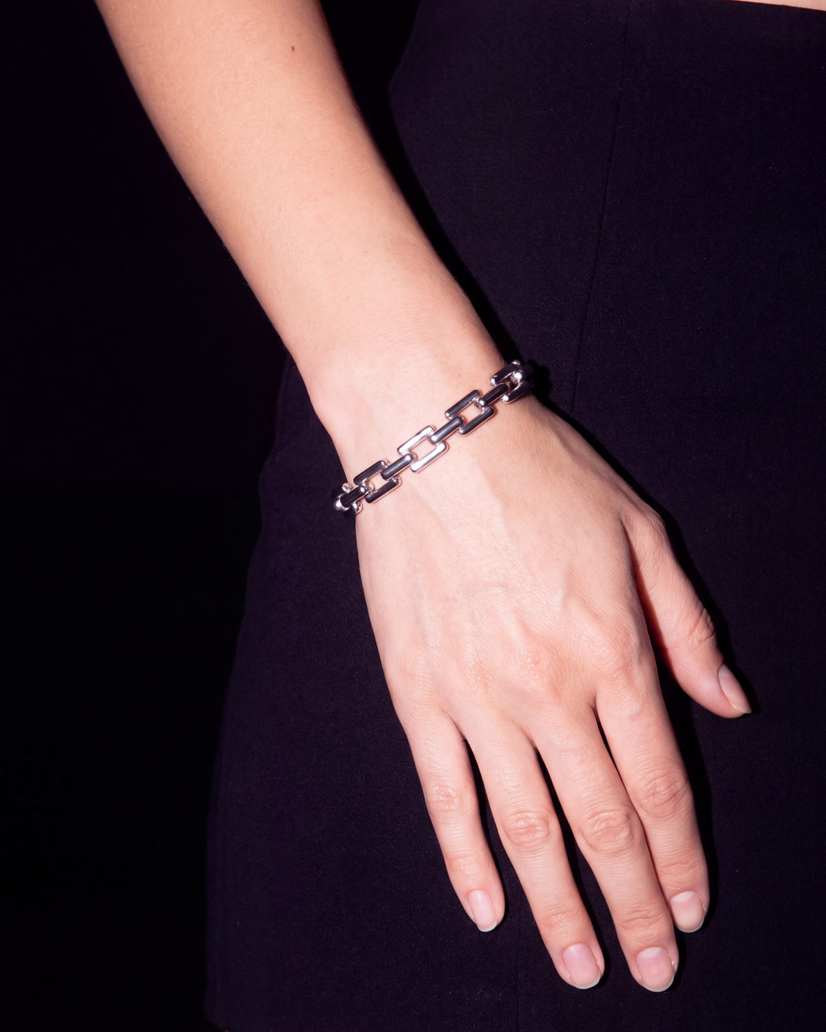 Rectangle Link Chain Bracelet - Silver
