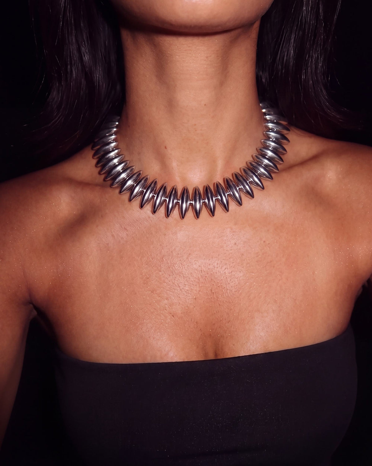 Oval Disc Necklace - Silver