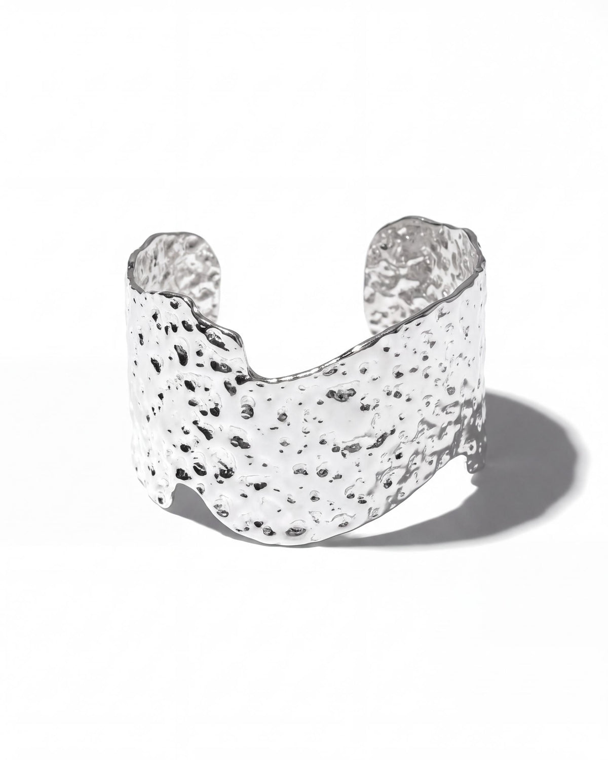 Molten Silver Wide Cuff Bracelet - Silver