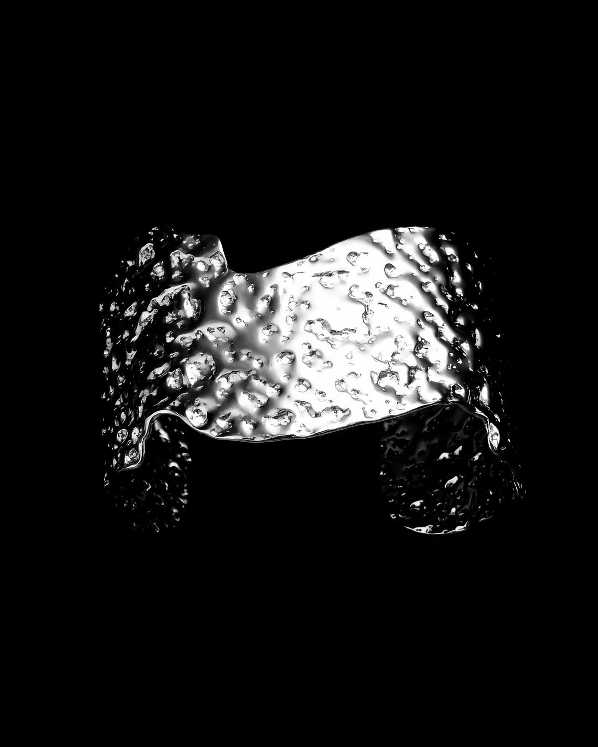 Molten Silver Wide Cuff Bracelet - Silver