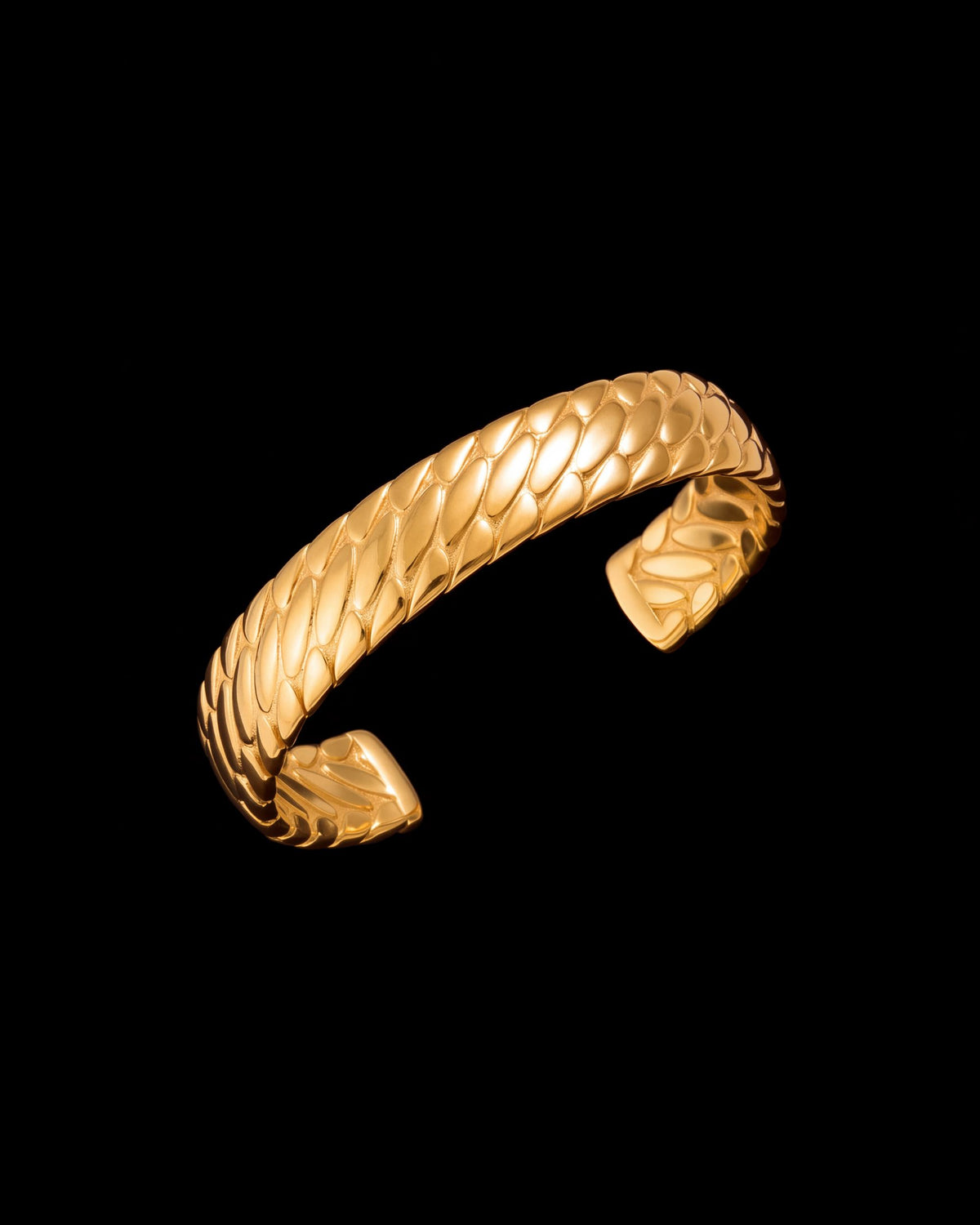 Serpent Scale Cuff Bracelet - Gold