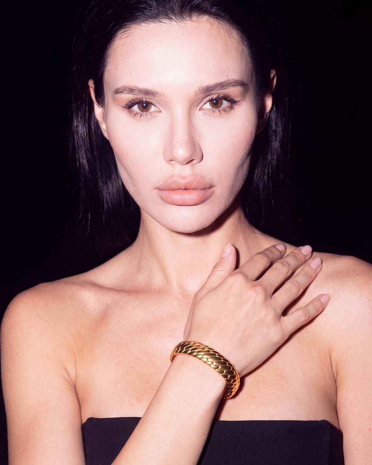 Serpent Scale Cuff Bracelet - Gold