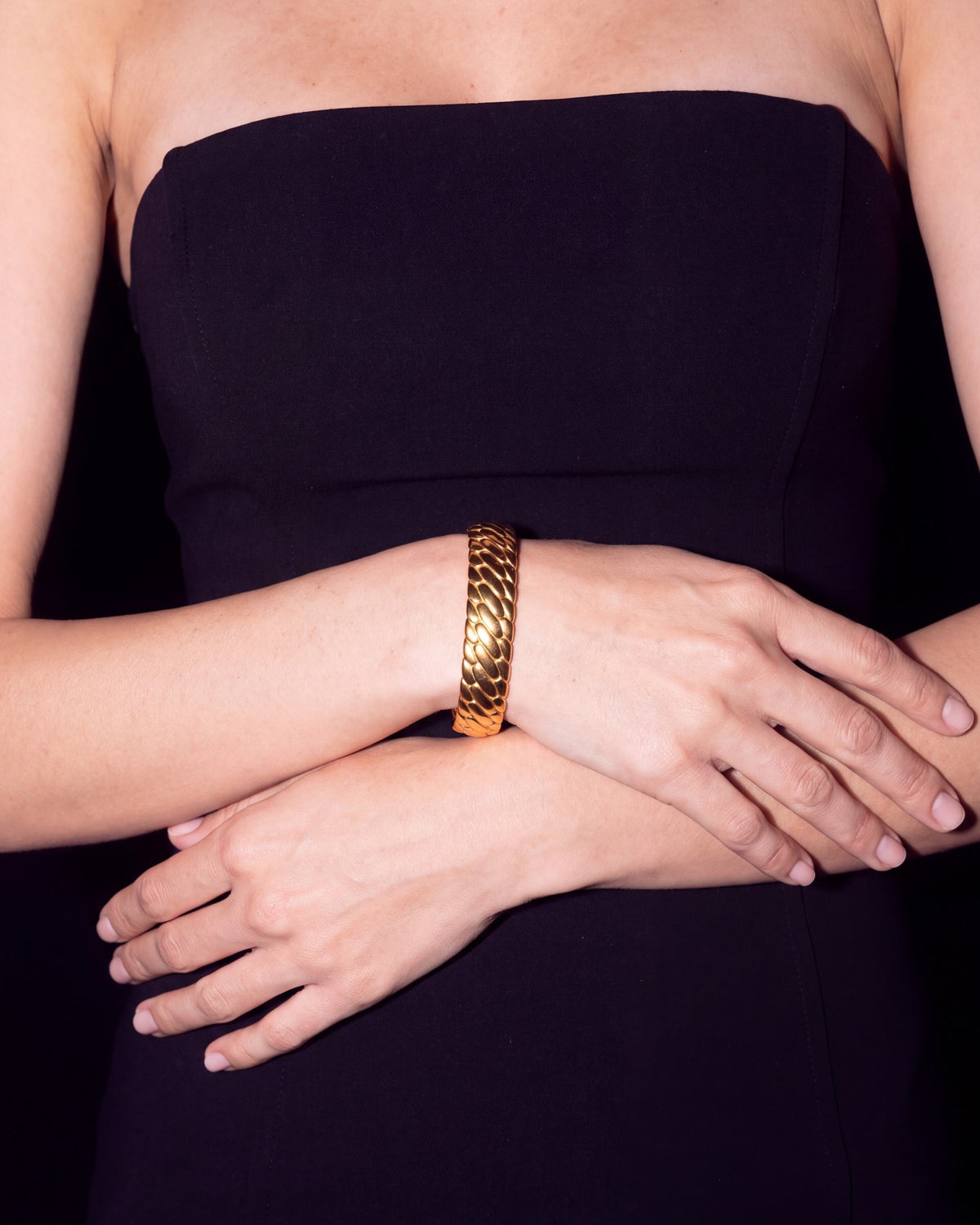 Serpent Scale Cuff Bracelet - Gold