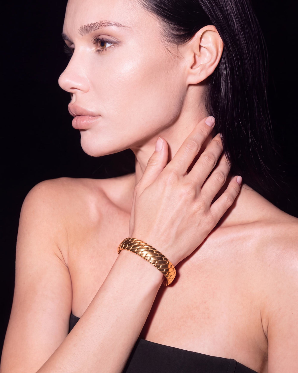 Serpent Scale Cuff Bracelet - Gold