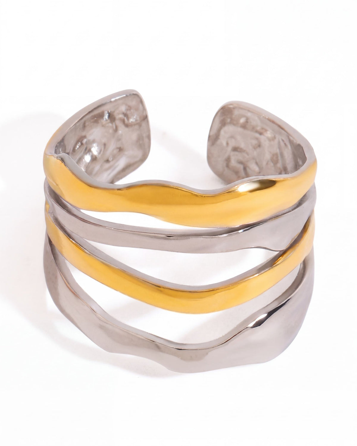 Triple Wave Open Ring - Two-Tone