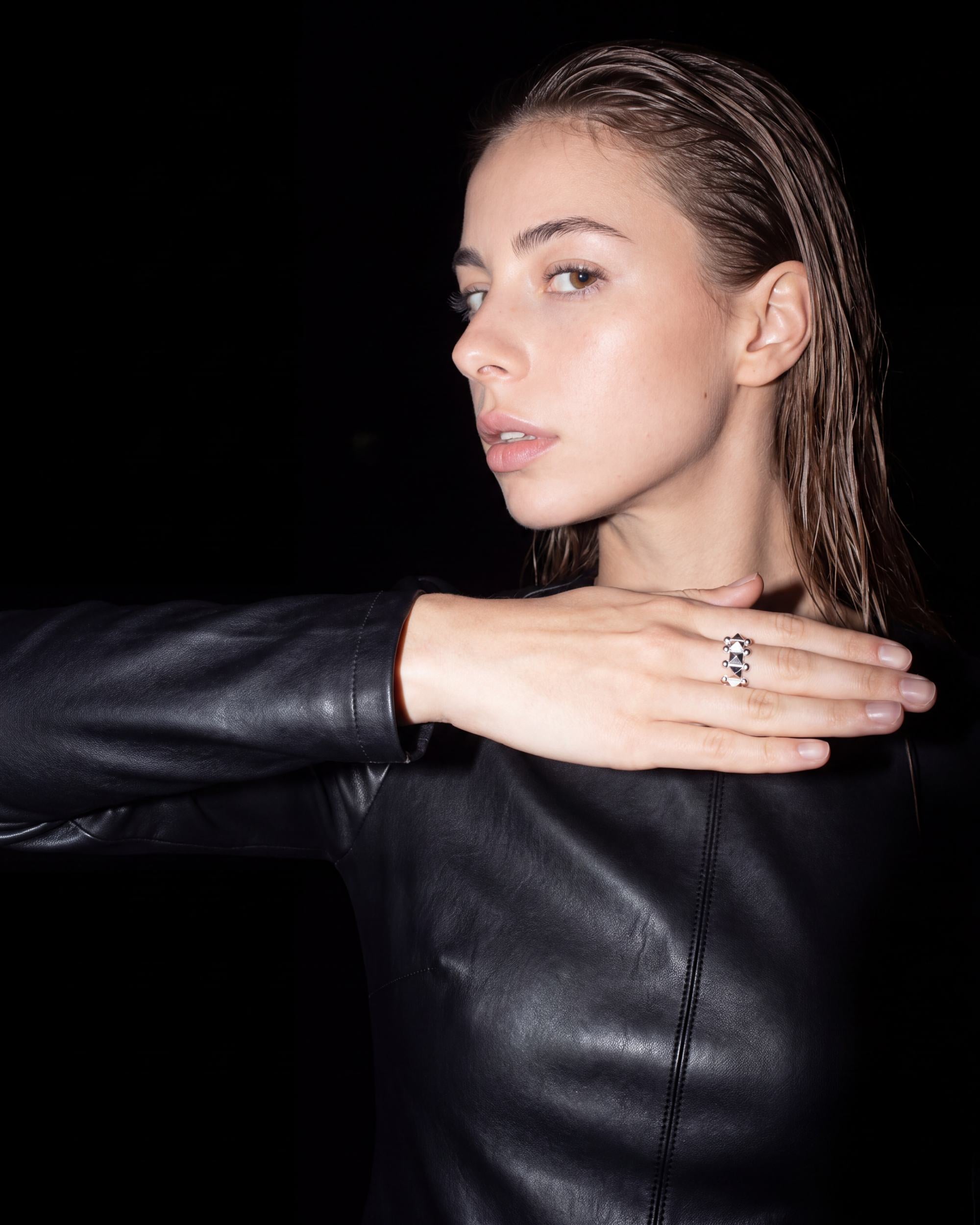 Faceted Rivet Ring - Silver