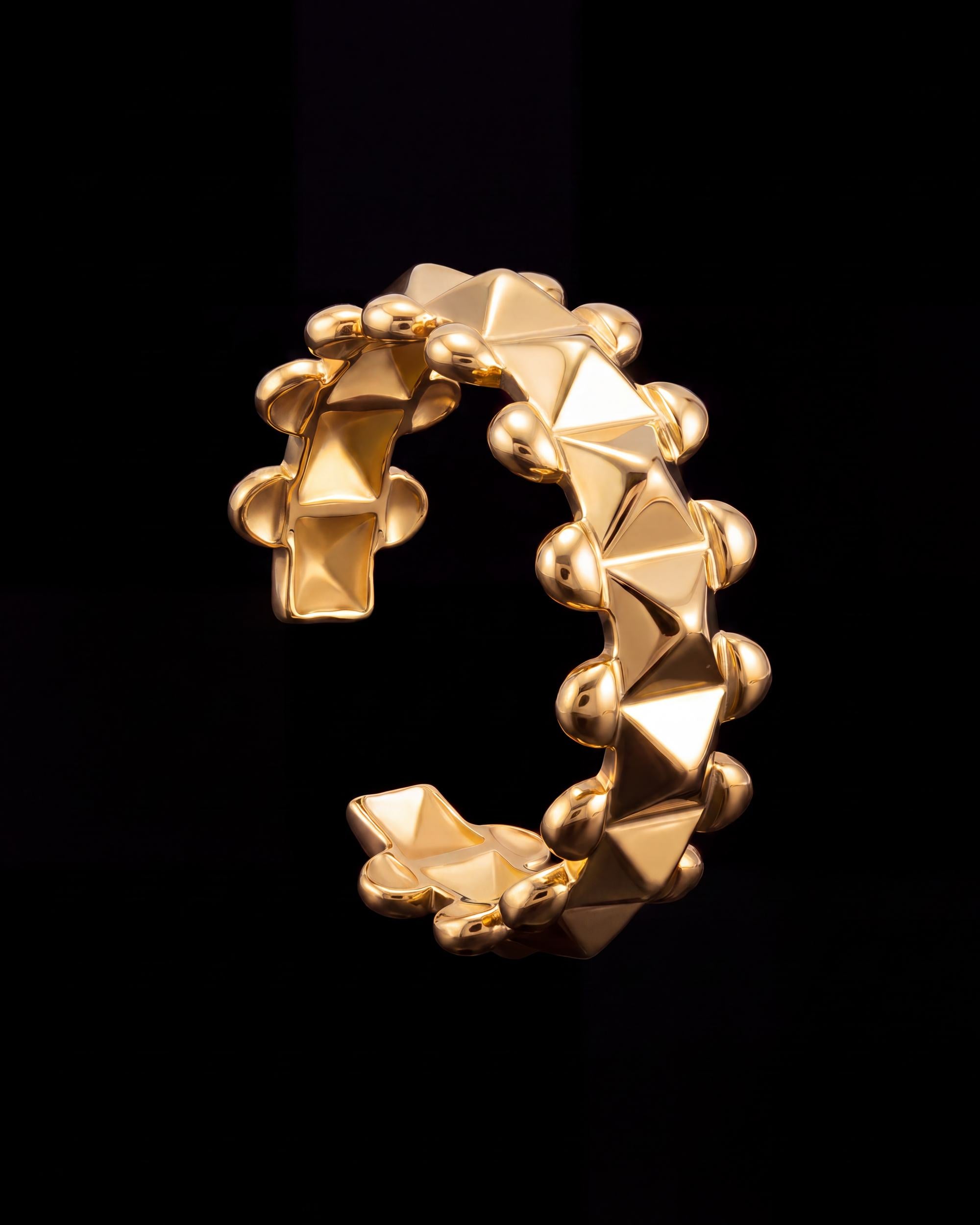 Faceted Rivet Ring - Gold