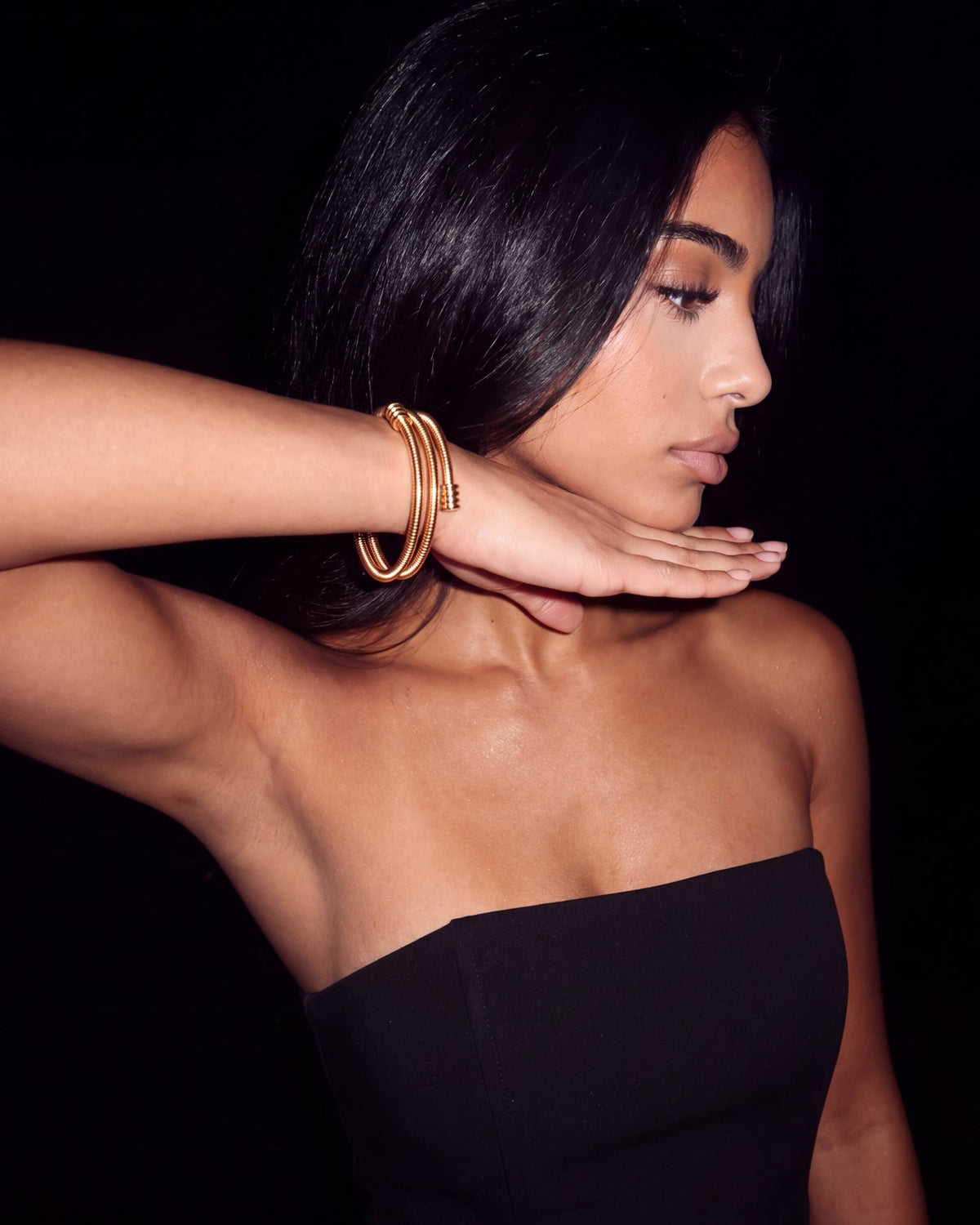 Ribbed Coil Wrap Bracelet - Gold