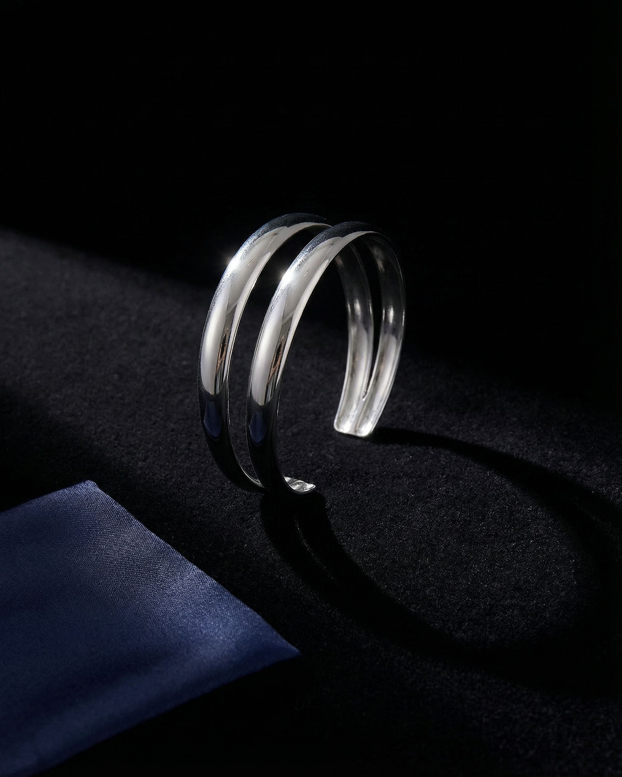 Dual Rail Cuff Bracelet, Silver Jewelry
