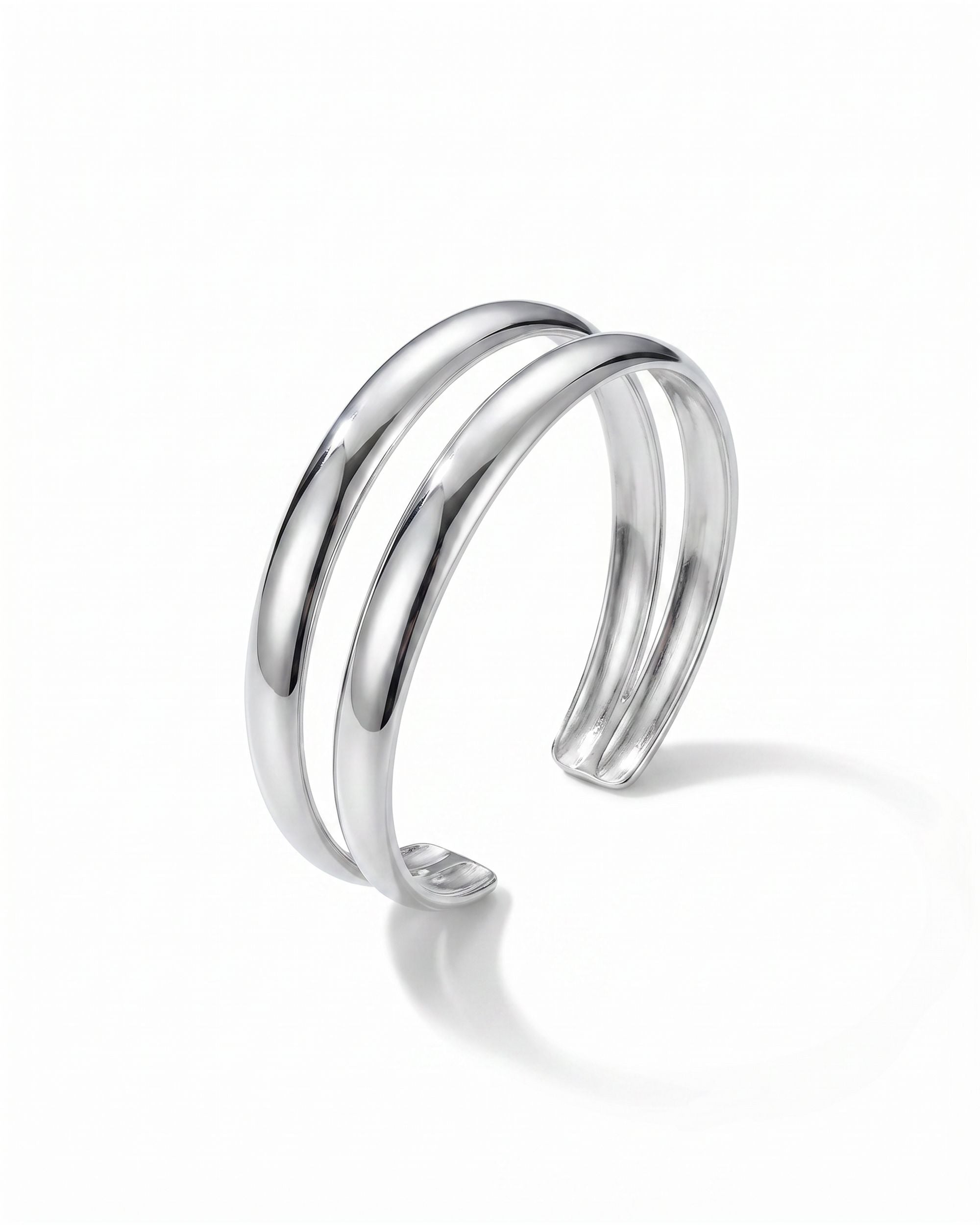 Dual Rail Cuff Bracelet, Silver