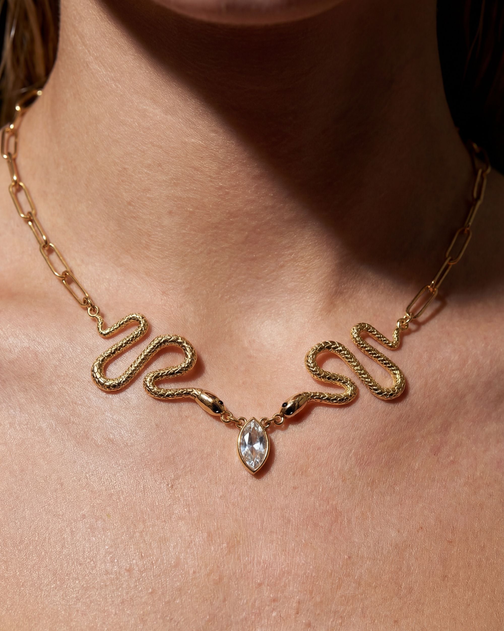 Dual Serpent Chain Necklace, Jewelry Detail