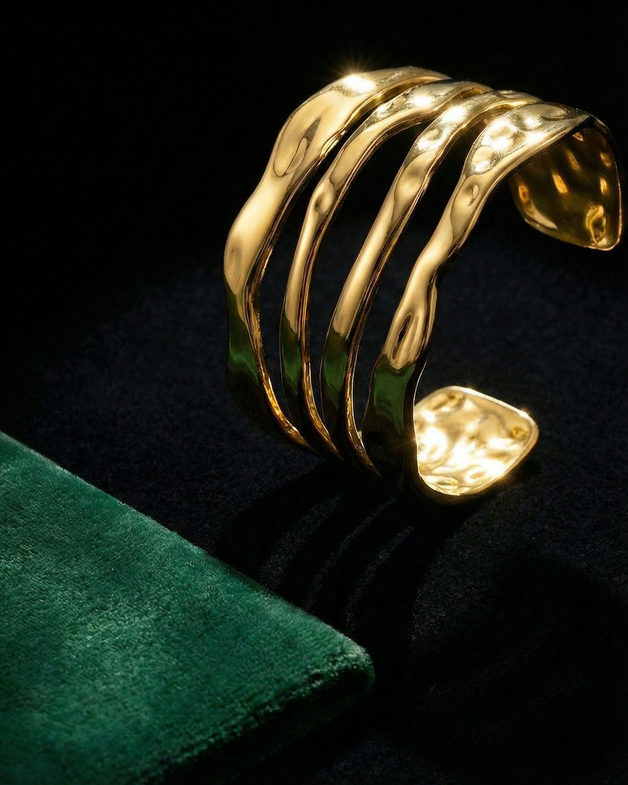 Flowing Waves Sculptural Cuff Bracelet, Unglaz Jewelry