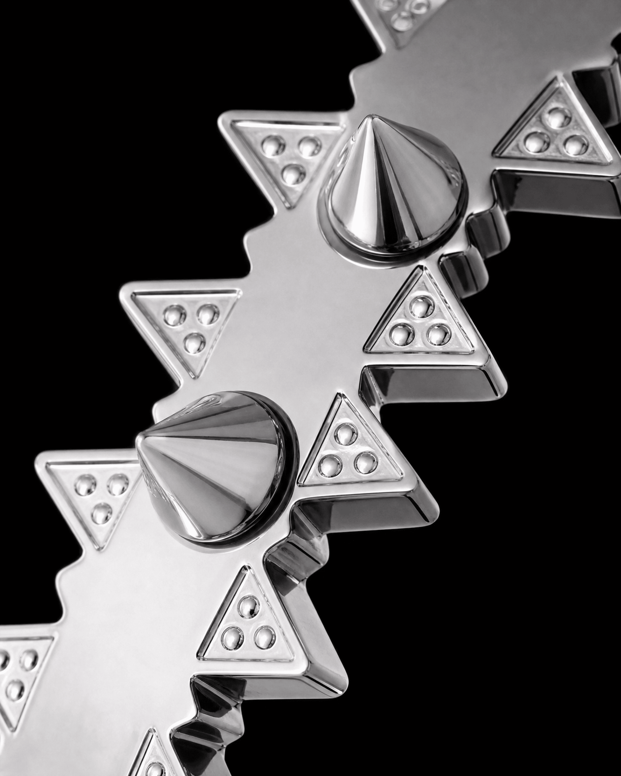 Sawtooth Spike Bangle - Silver