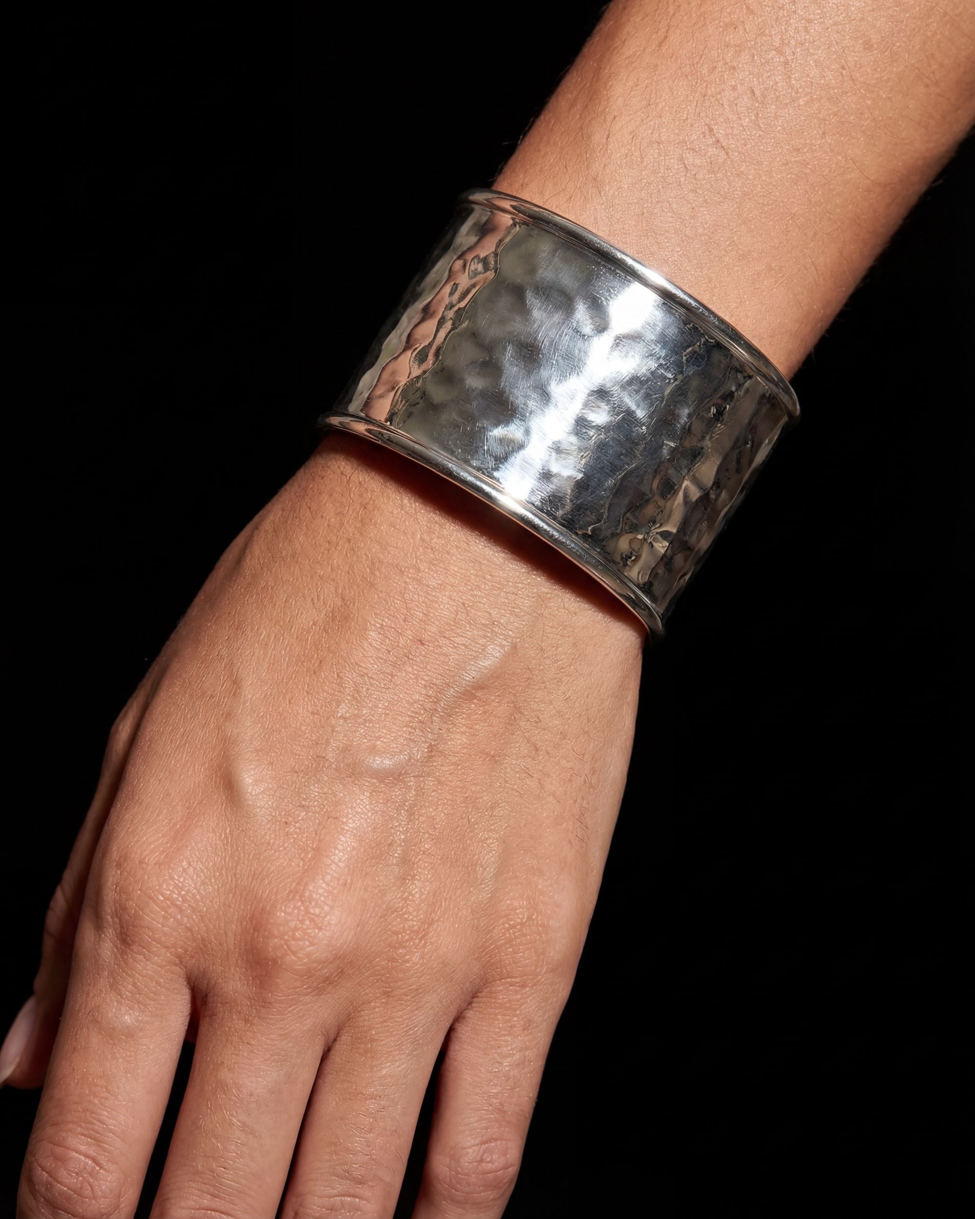 Liquid Metal Wide Cuff Bracelet, Architectural Bracelet