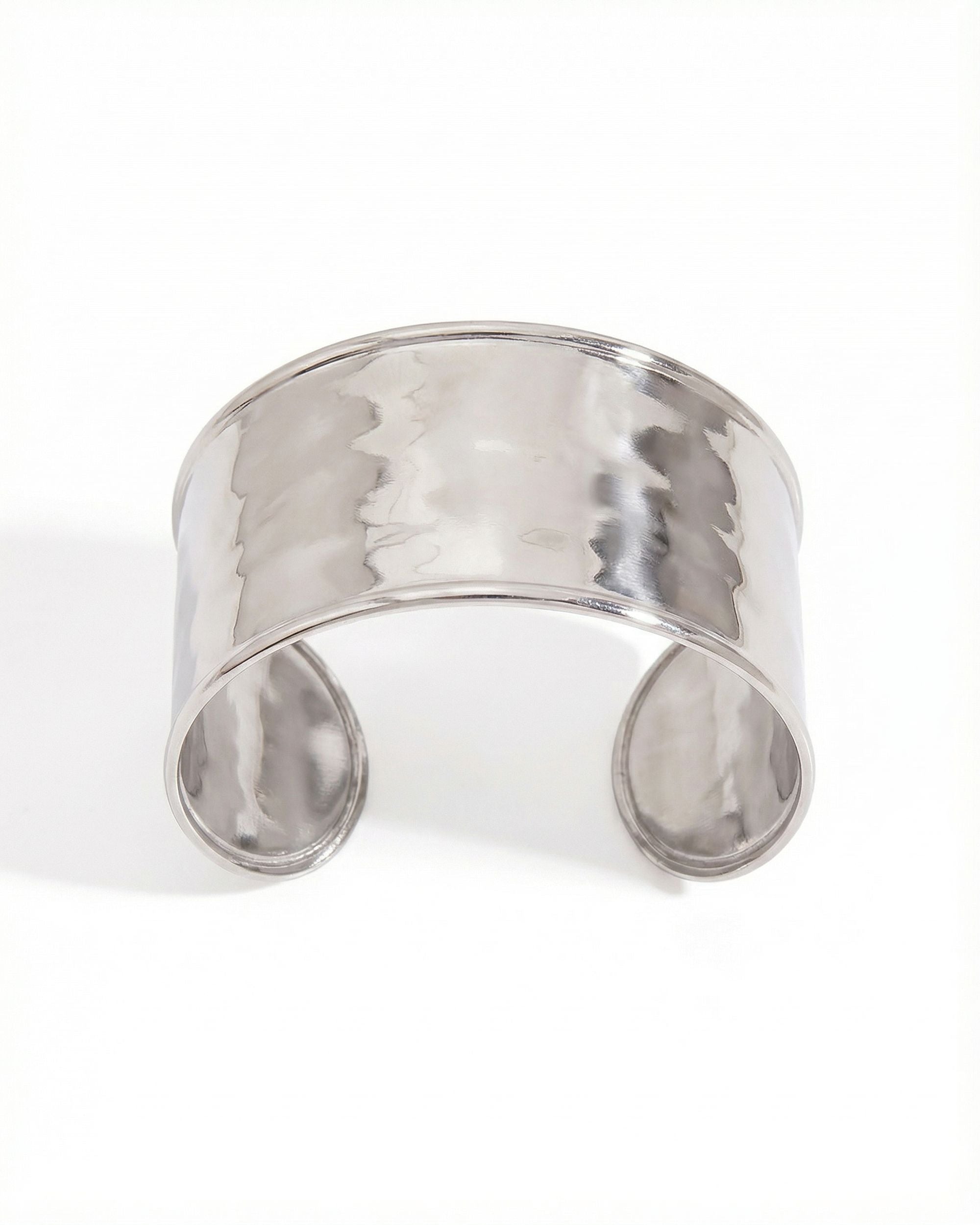 Liquid Metal Wide Cuff Bracelet, Silver