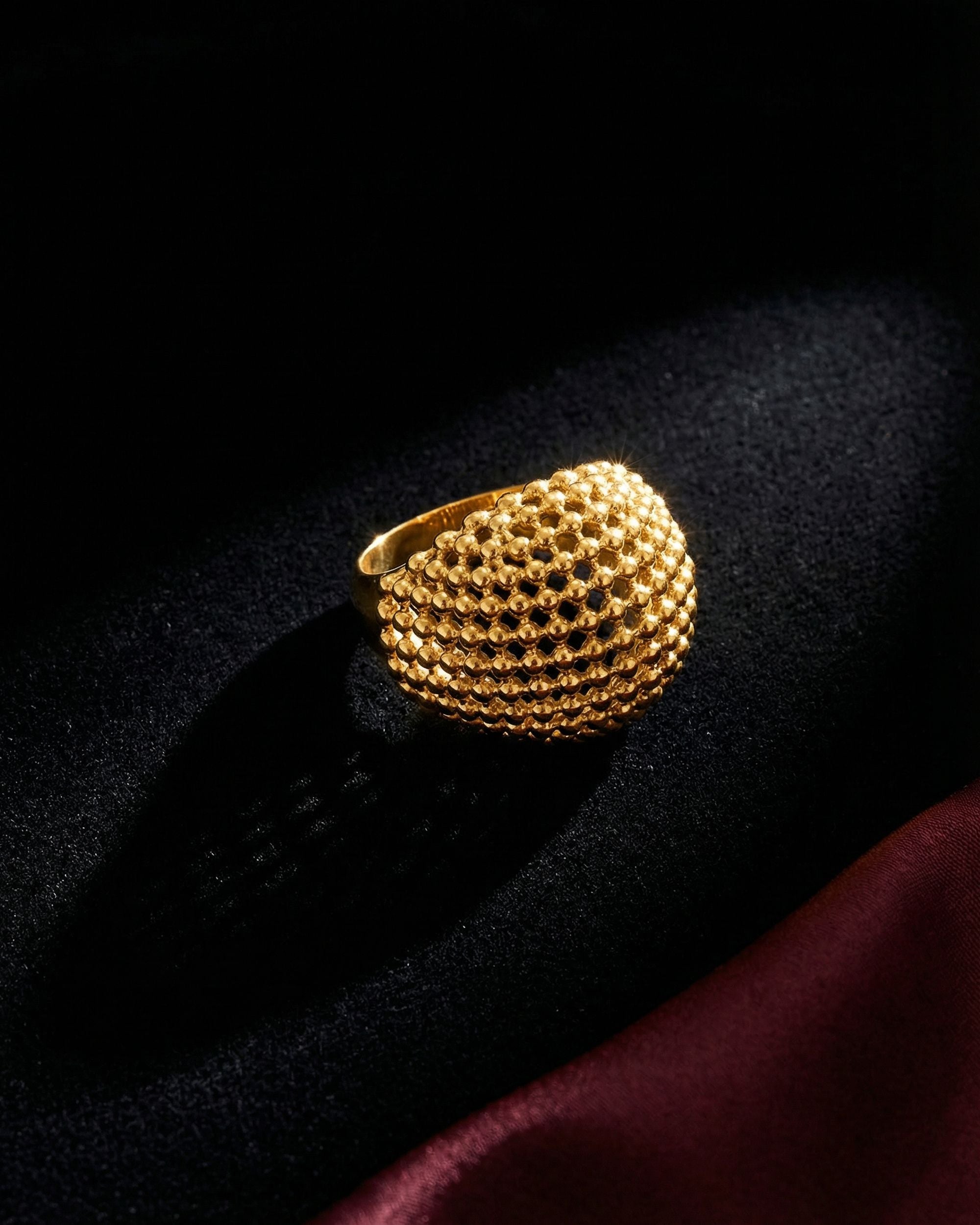 Mesh Sphere Ring, Gold Jewelry