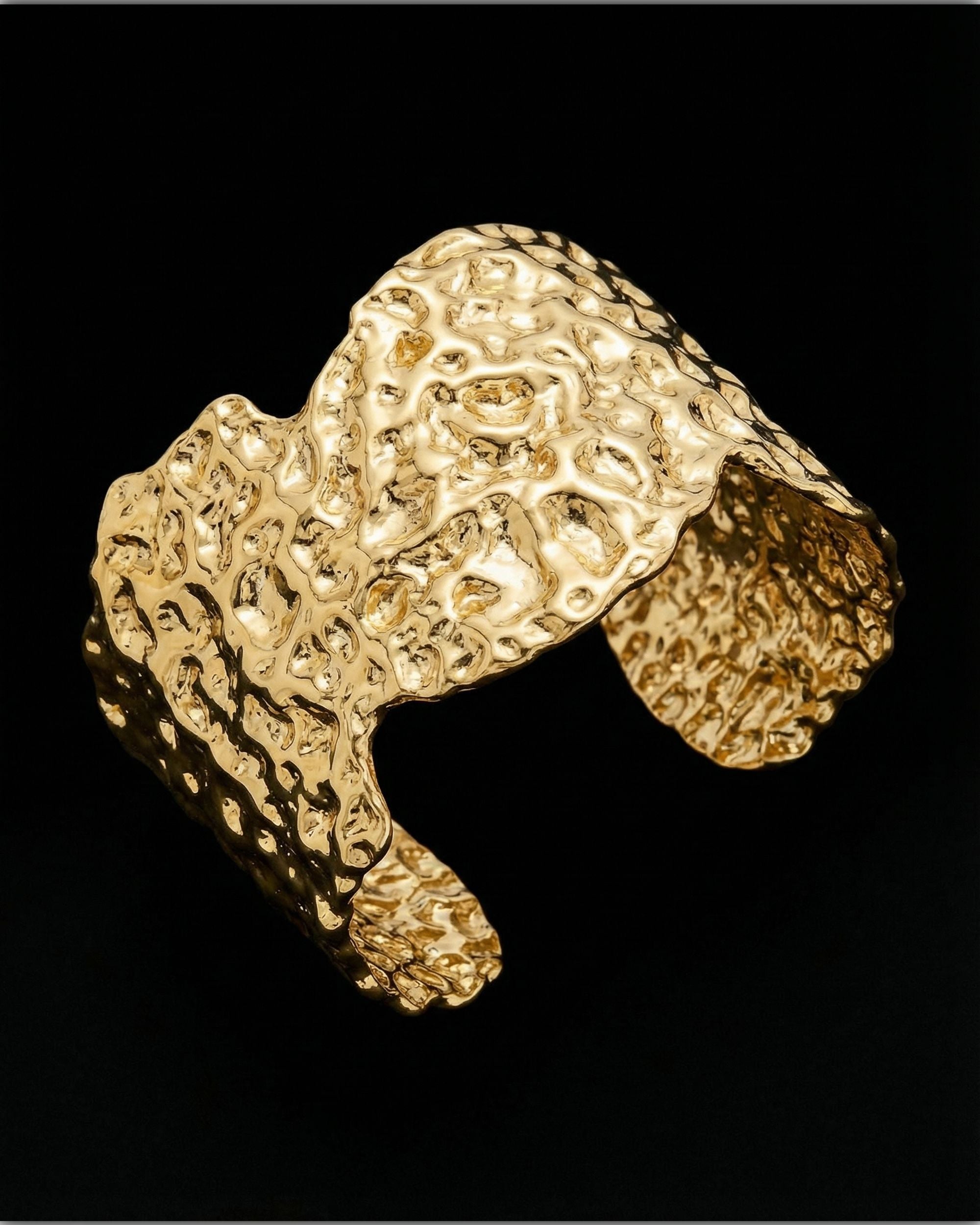Molten Gold Wide Cuff Bracelet, Gold Jewelry
