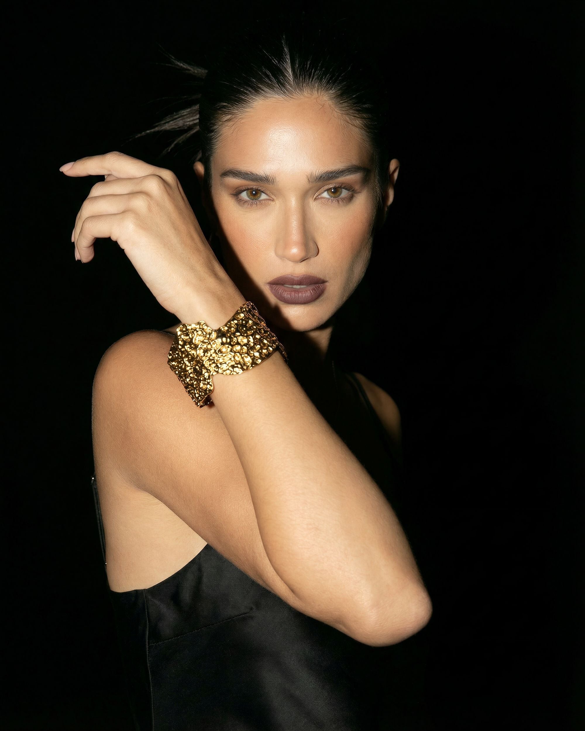 Molten Gold Wide Cuff Bracelet, Jewelry Detail