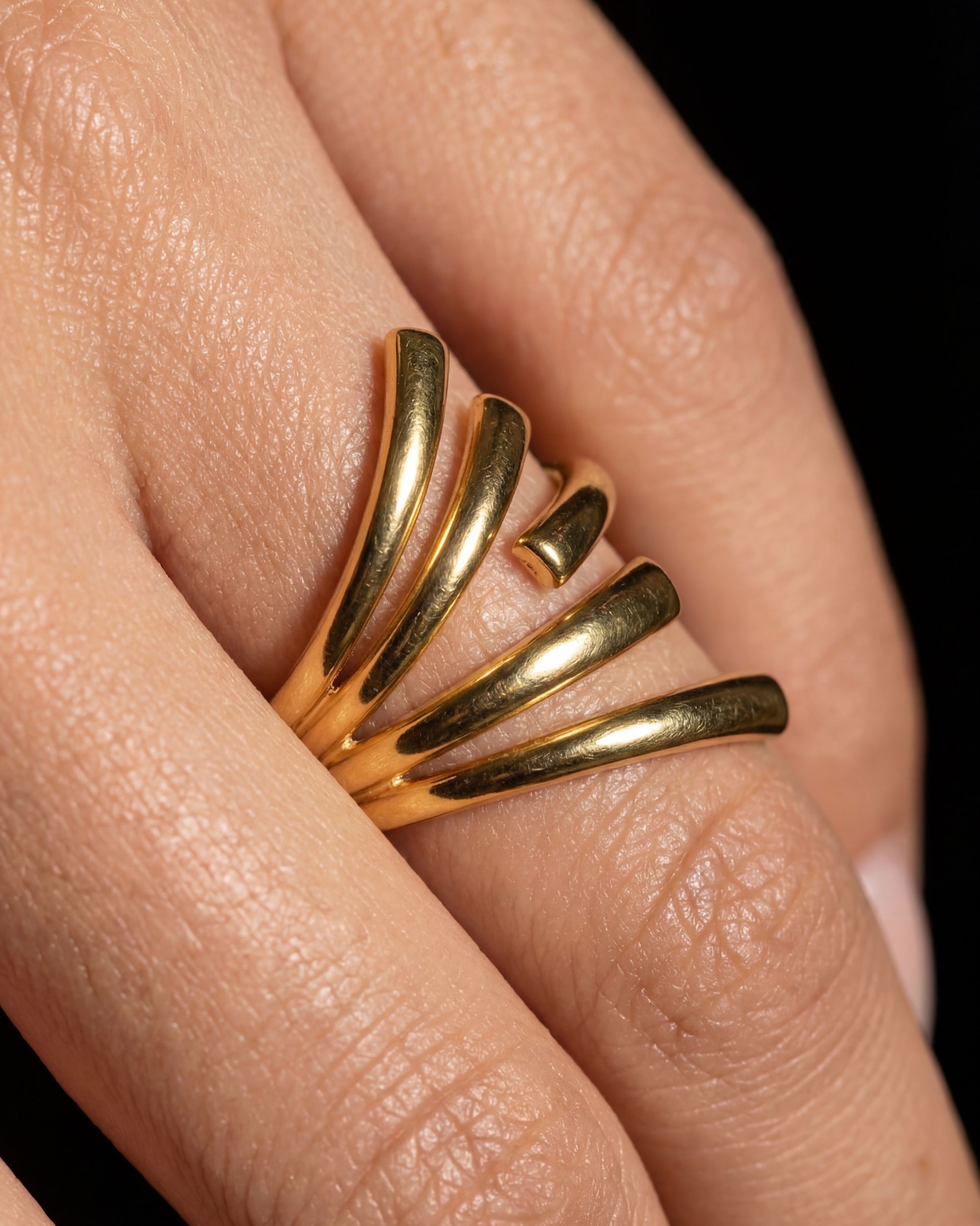 Multi-Line Sweep Ring, Architectural Jewelry
