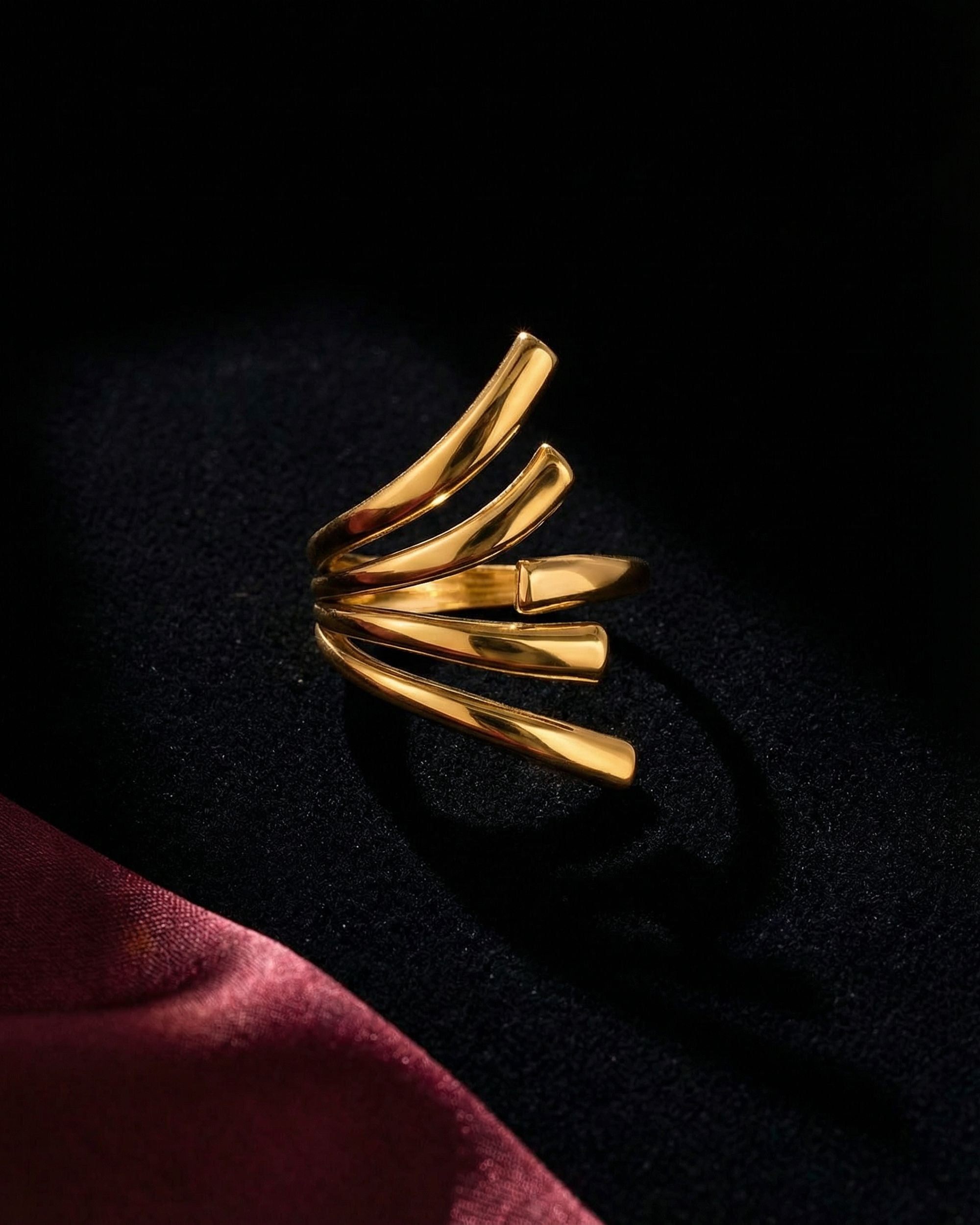 Multi-Line Sweep Ring, Gold Jewelry