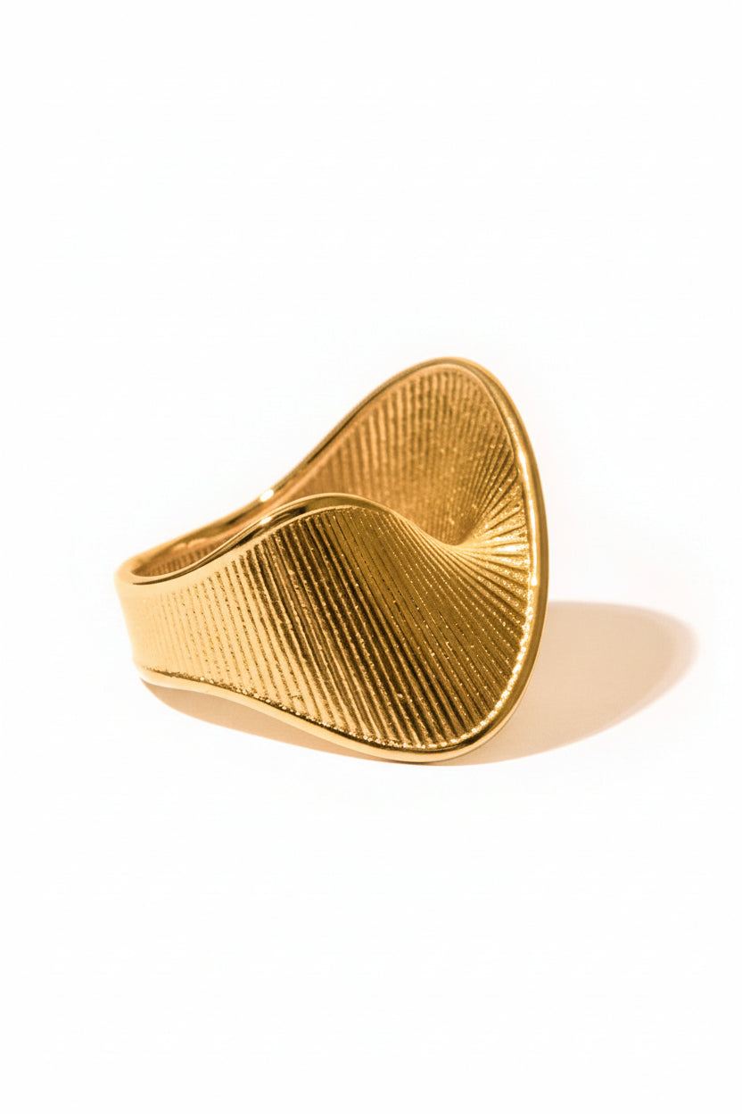 Twisted Diagonal Stripe Statement Ring, Gold