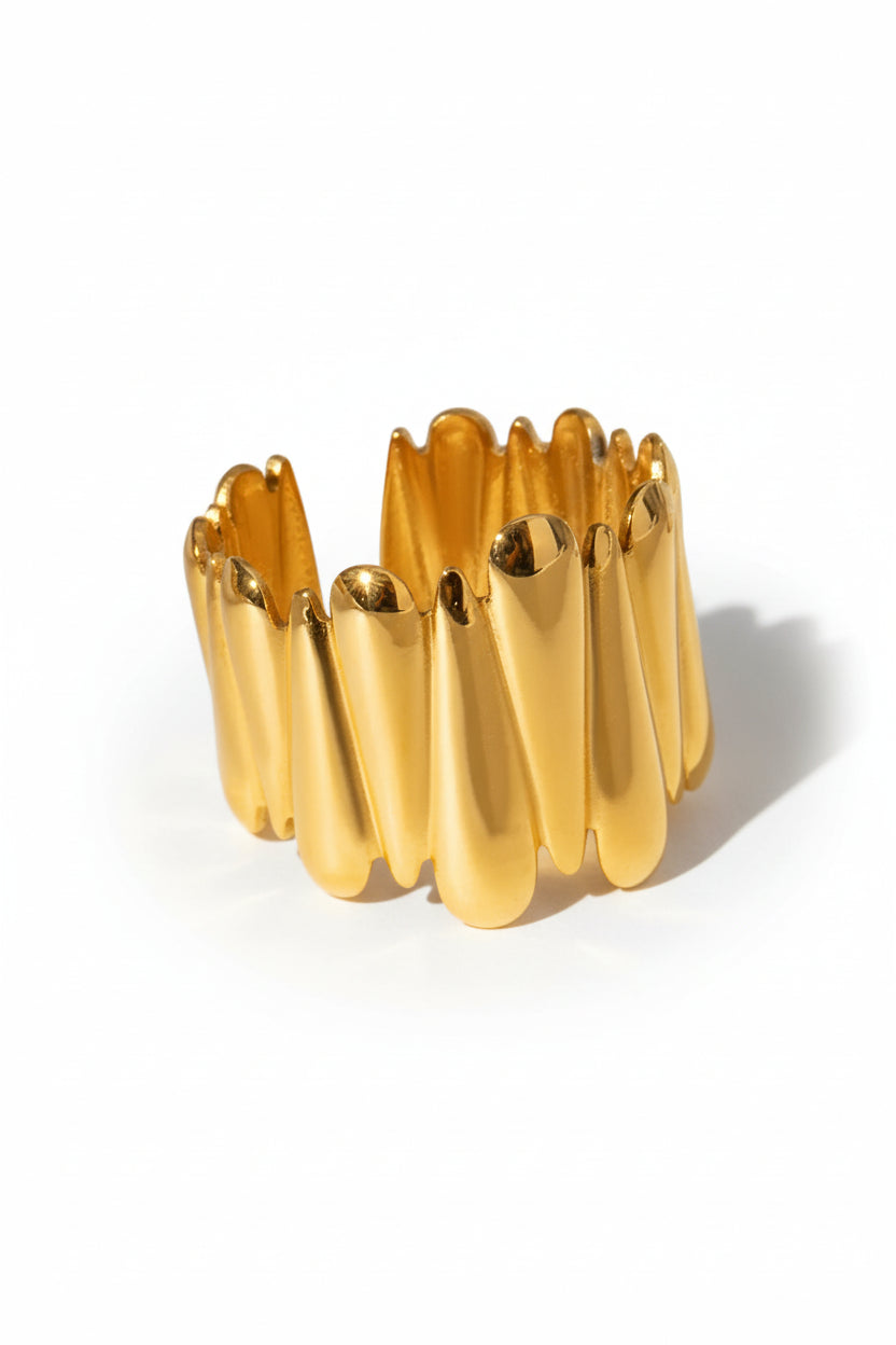 Vertical Droplet Crown Statement Ring, Gold