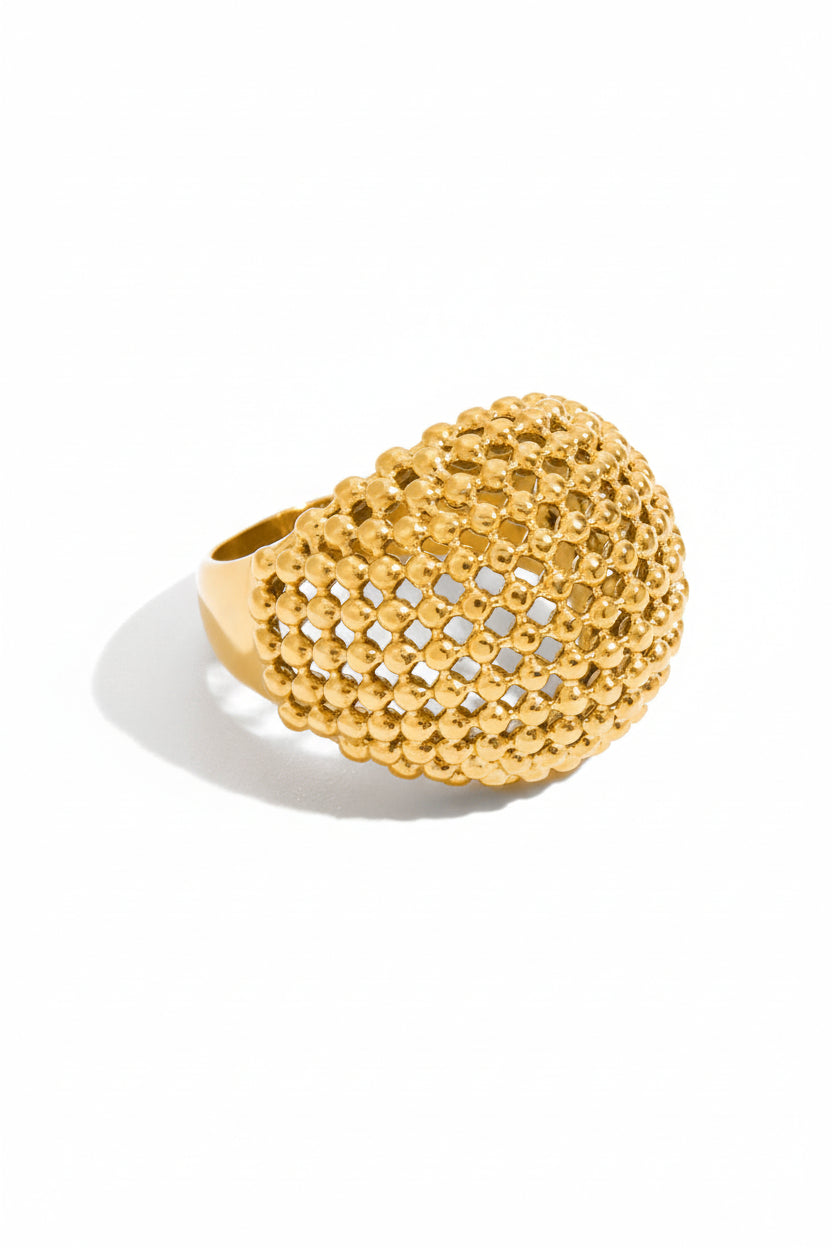 Mesh Sphere Ring, Gold