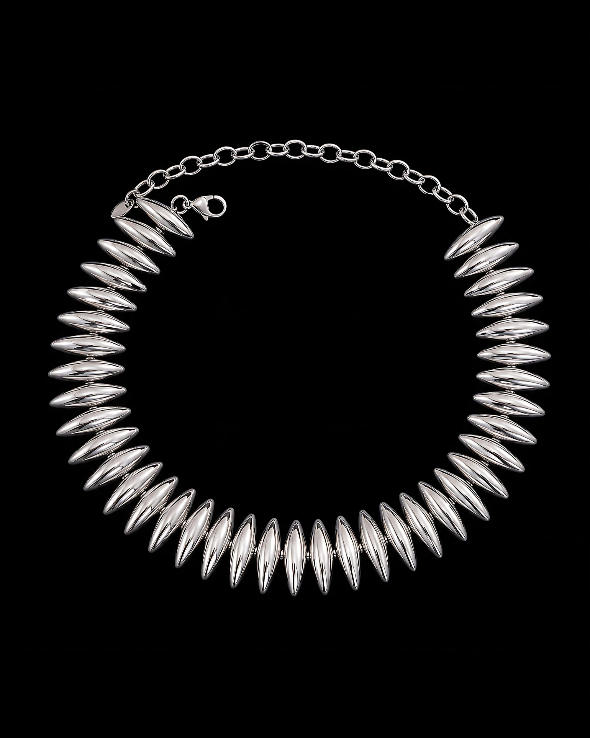 Oval Disc Necklace - Silver