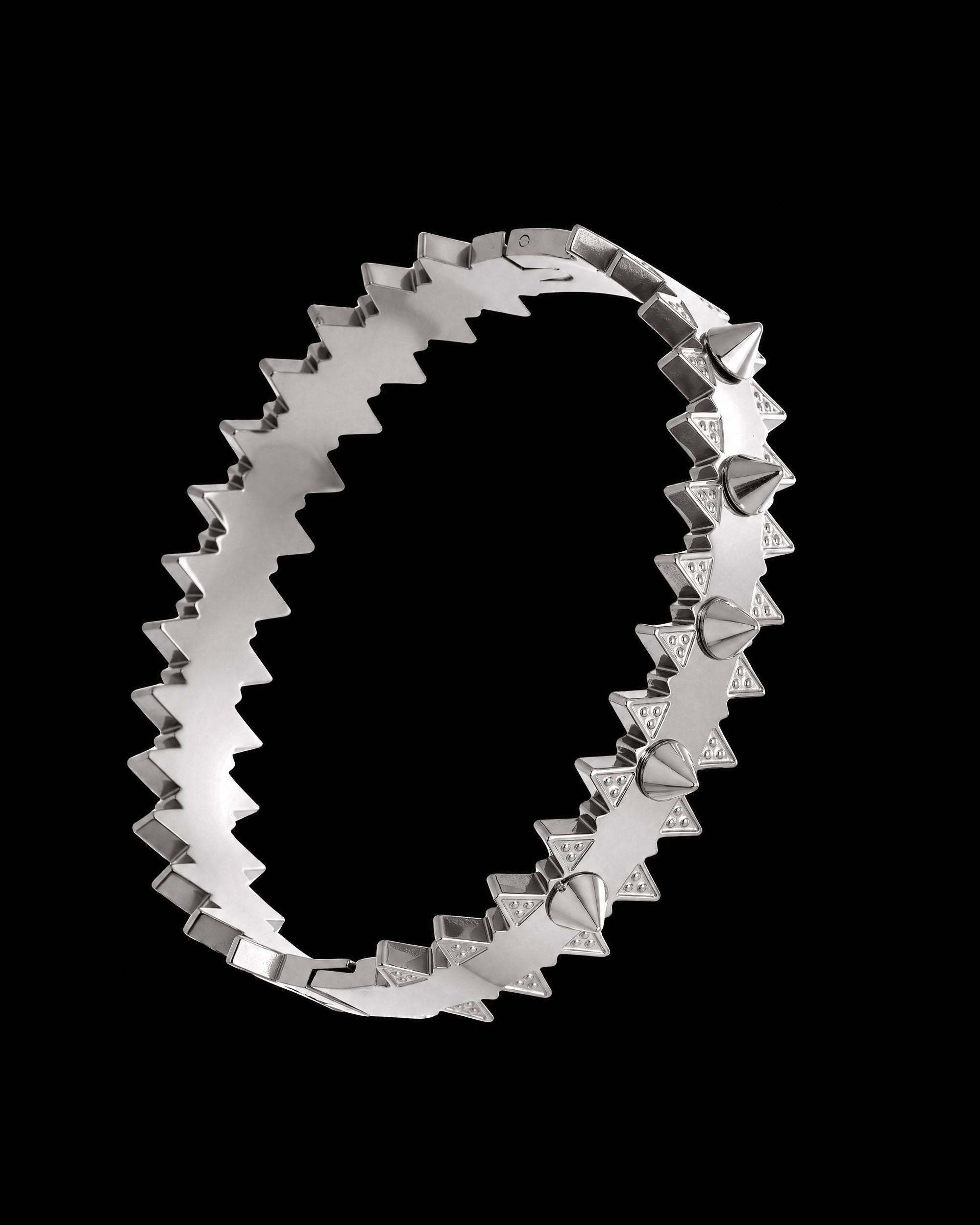 Sawtooth Spike Bangle, Silver Bracelet