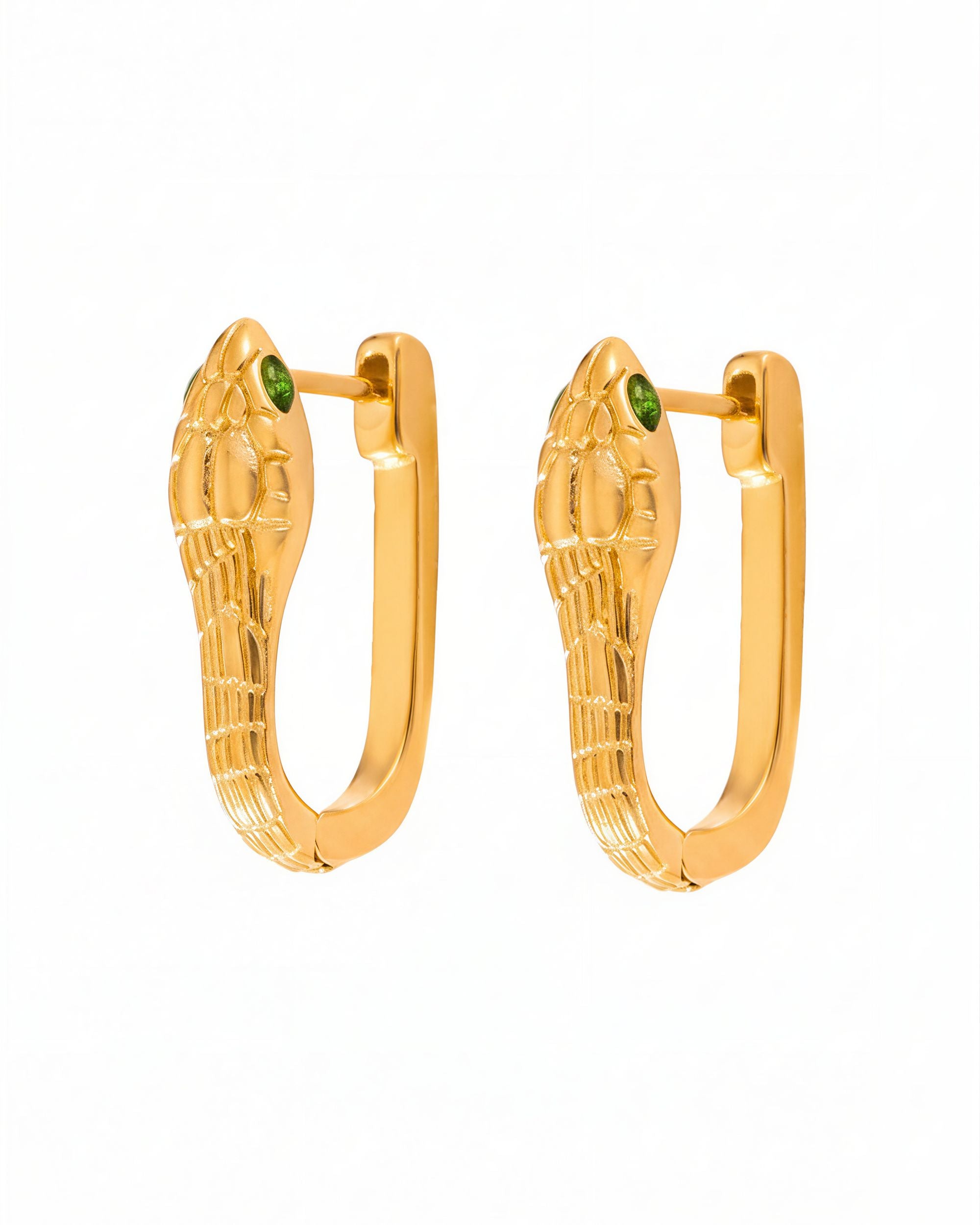 Serpent Cobra Hoop Earrings, Gold
