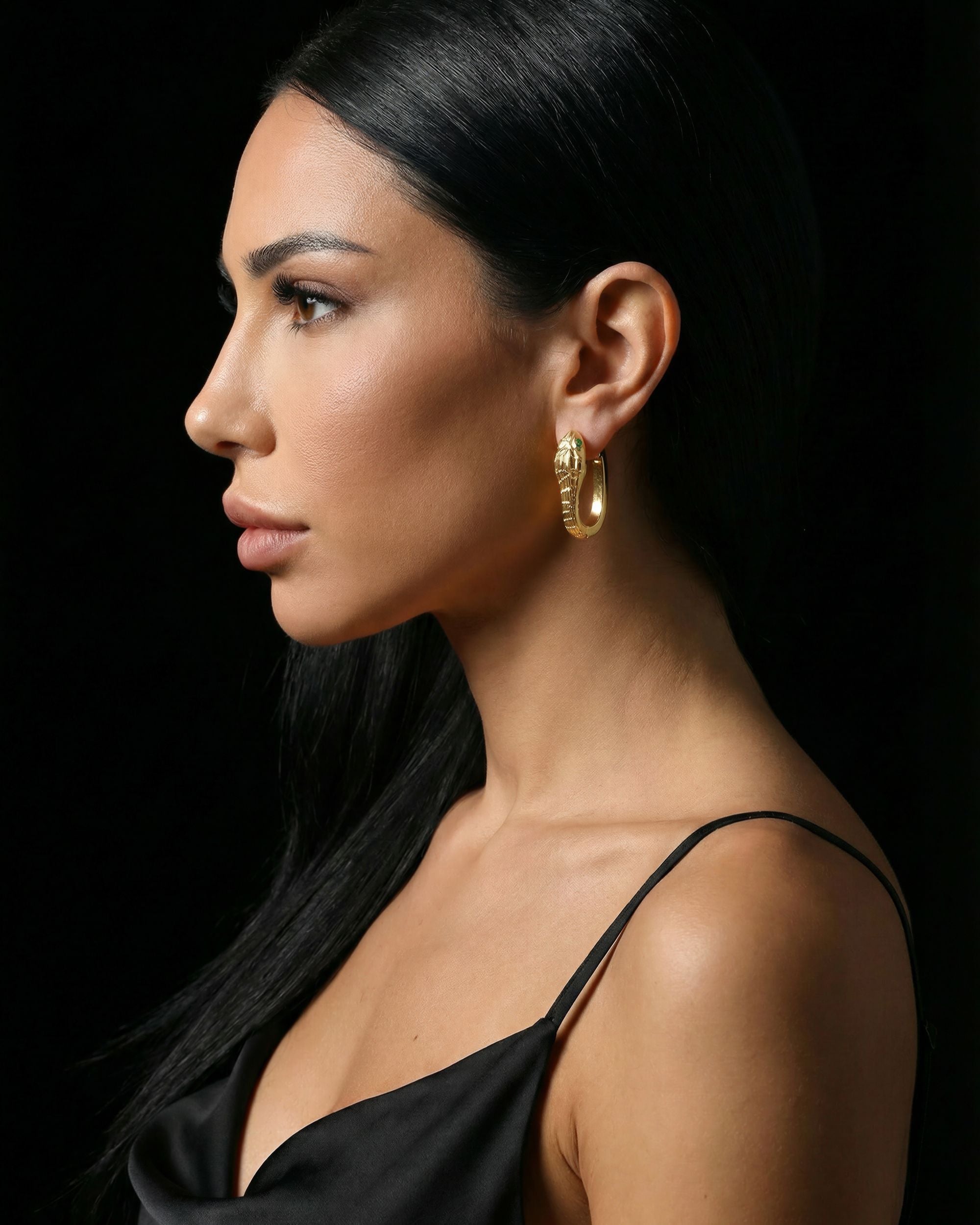 Serpent Cobra Hoop Earrings, Jewelry Detail