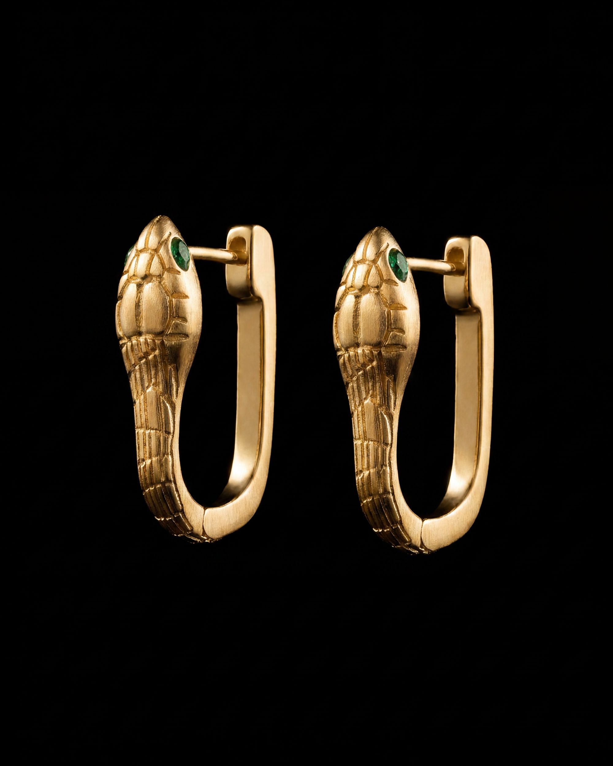 Serpent Cobra Hoop Earrings - Gold