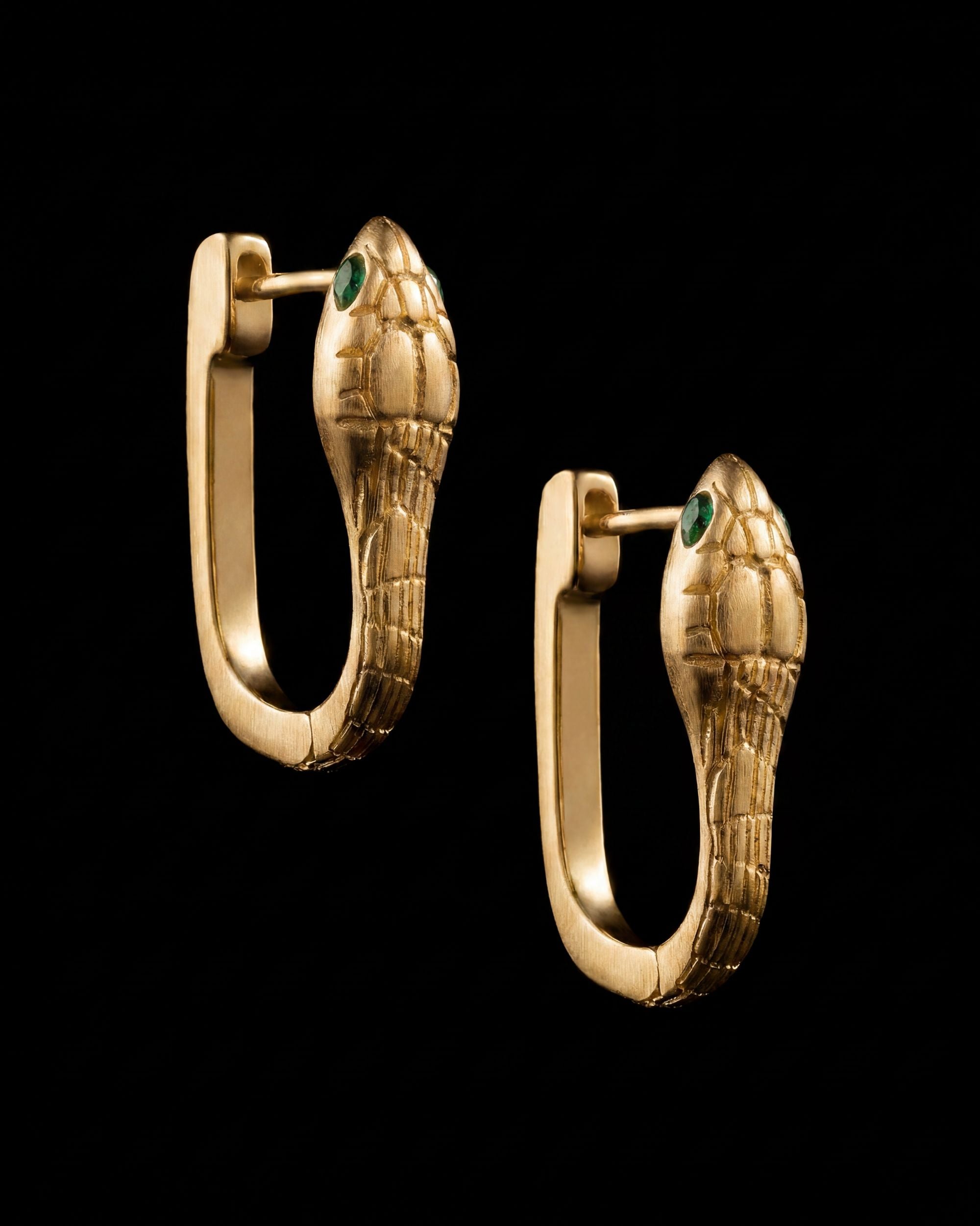 Serpent Cobra Hoop Earrings - Gold